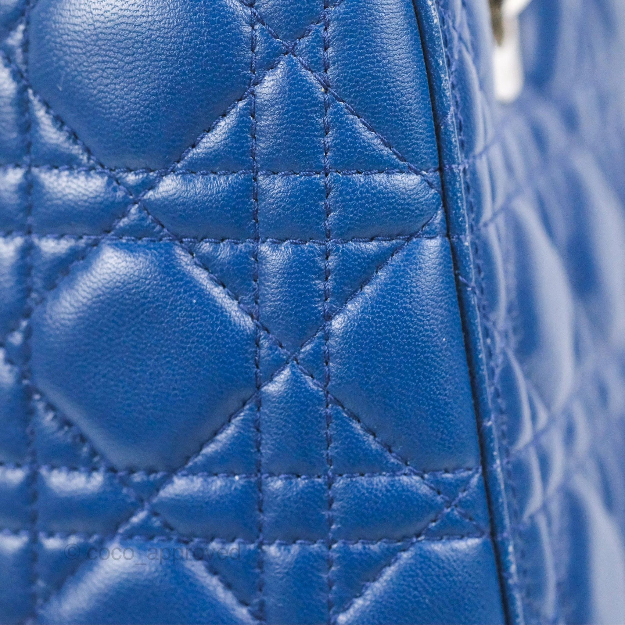 Christian Dior Medium Lady Dior Cannage Dark Blue Lambskin Silver Hardware