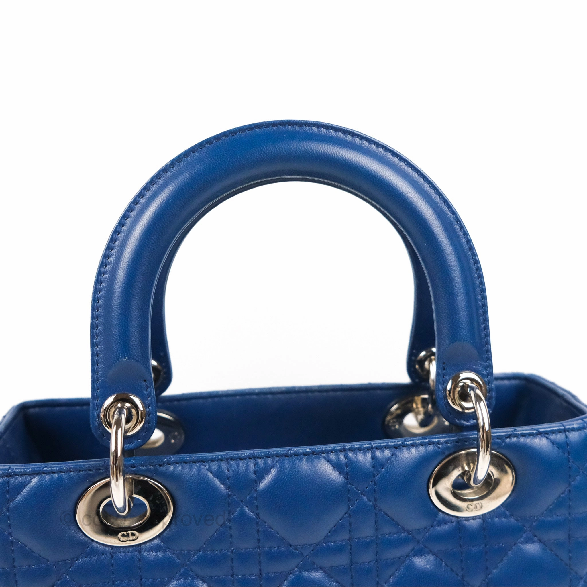 Christian Dior Medium Lady Dior Cannage Dark Blue Lambskin Silver Hardware