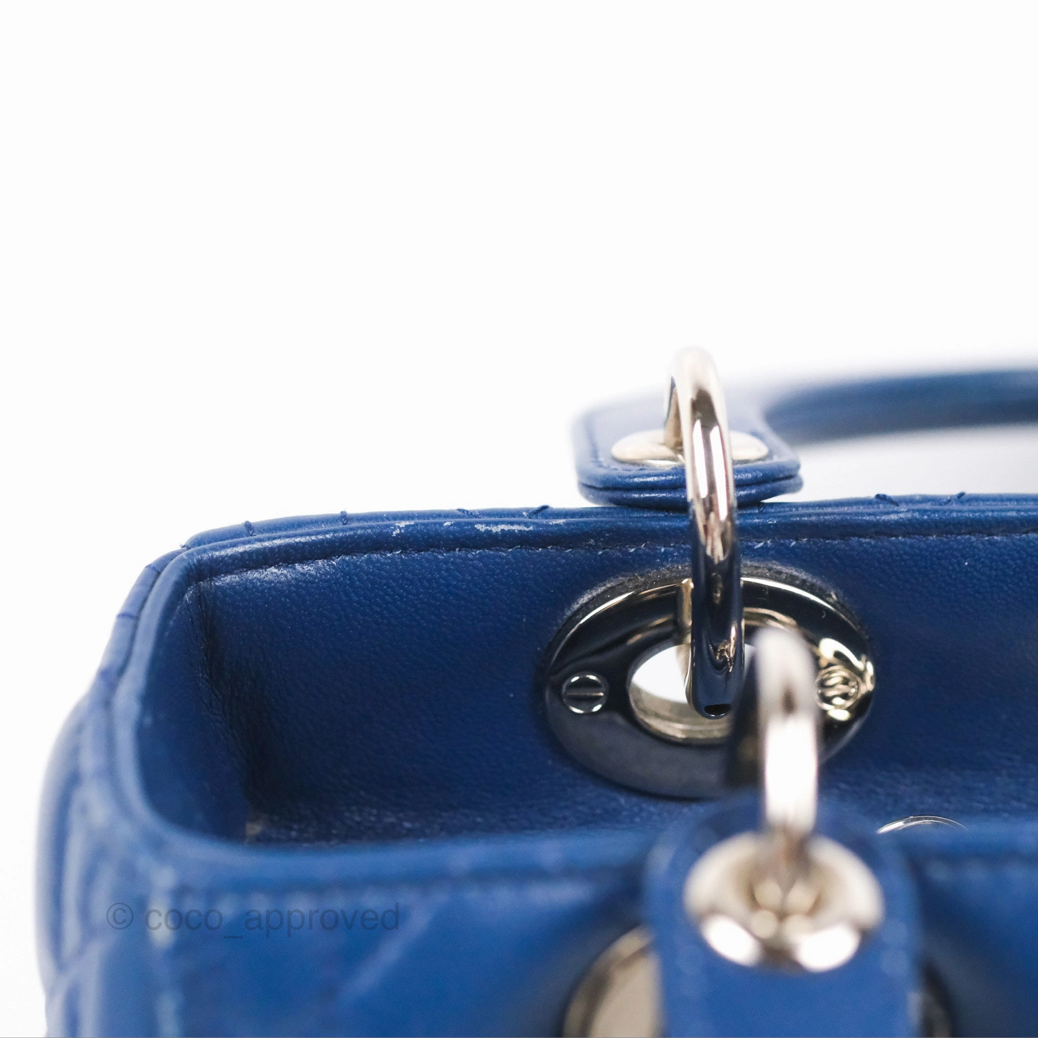 Christian Dior Medium Lady Dior Cannage Dark Blue Lambskin Silver Hardware