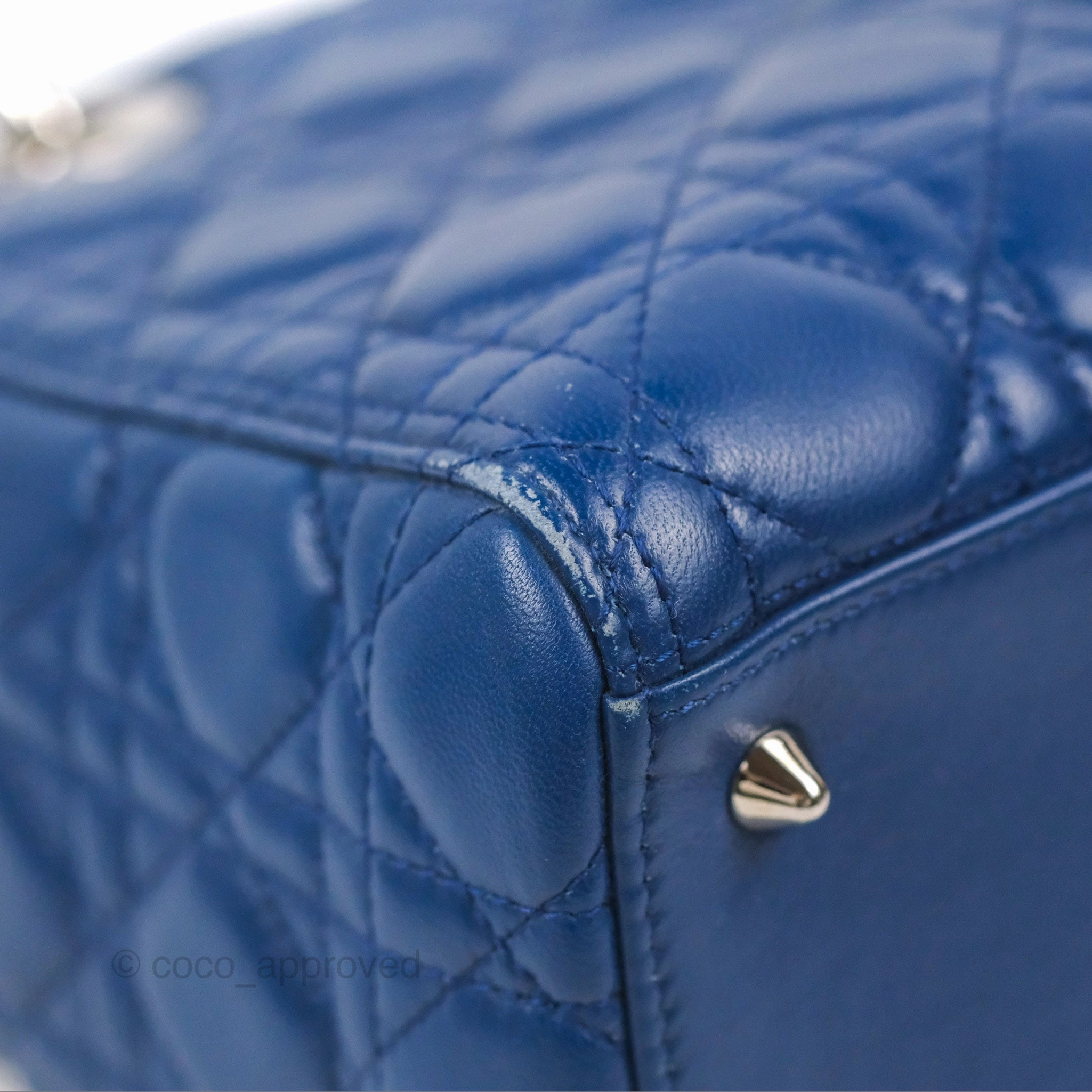 Christian Dior Medium Lady Dior Cannage Dark Blue Lambskin Silver Hardware