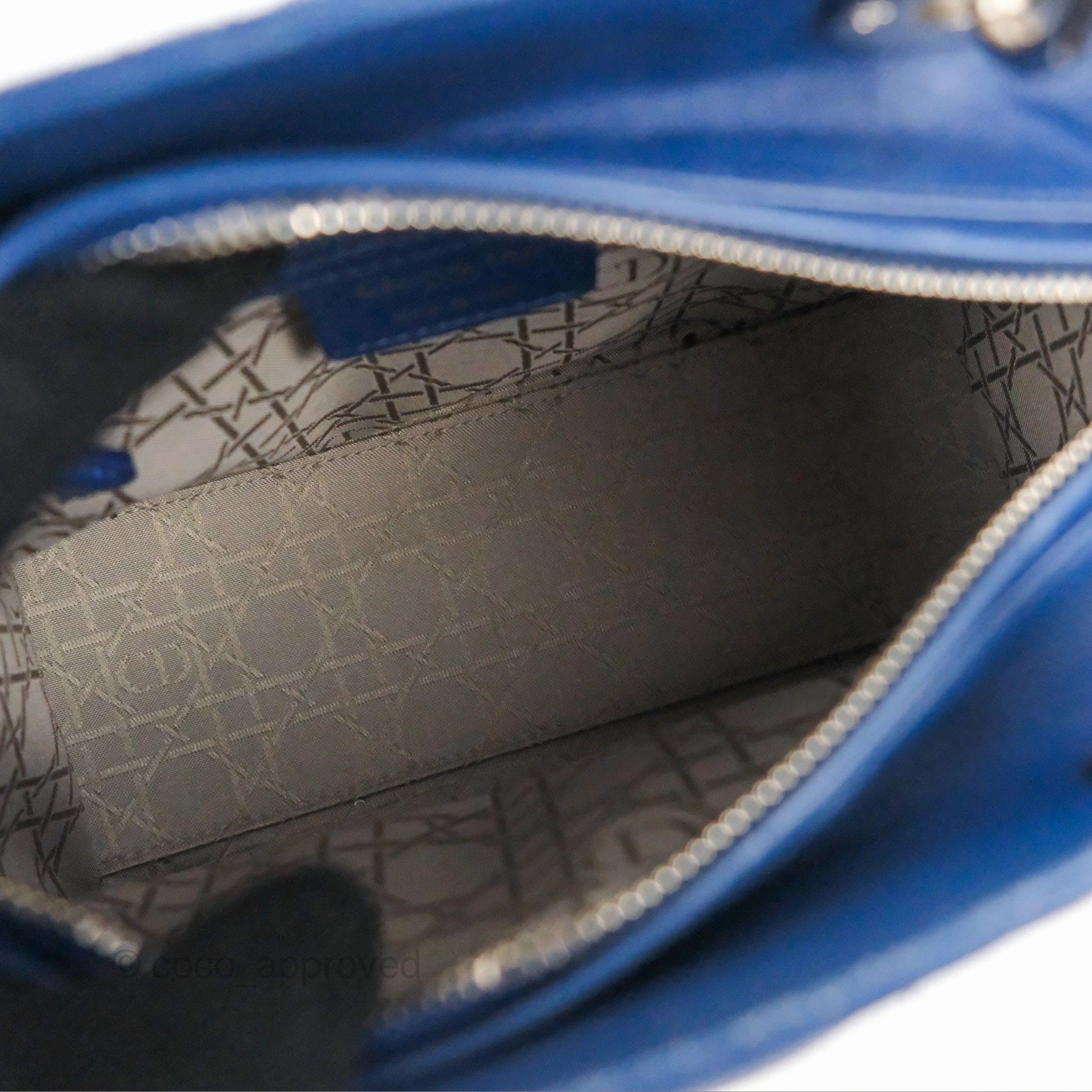 Christian Dior Medium Lady Dior Cannage Dark Blue Lambskin Silver Hardware