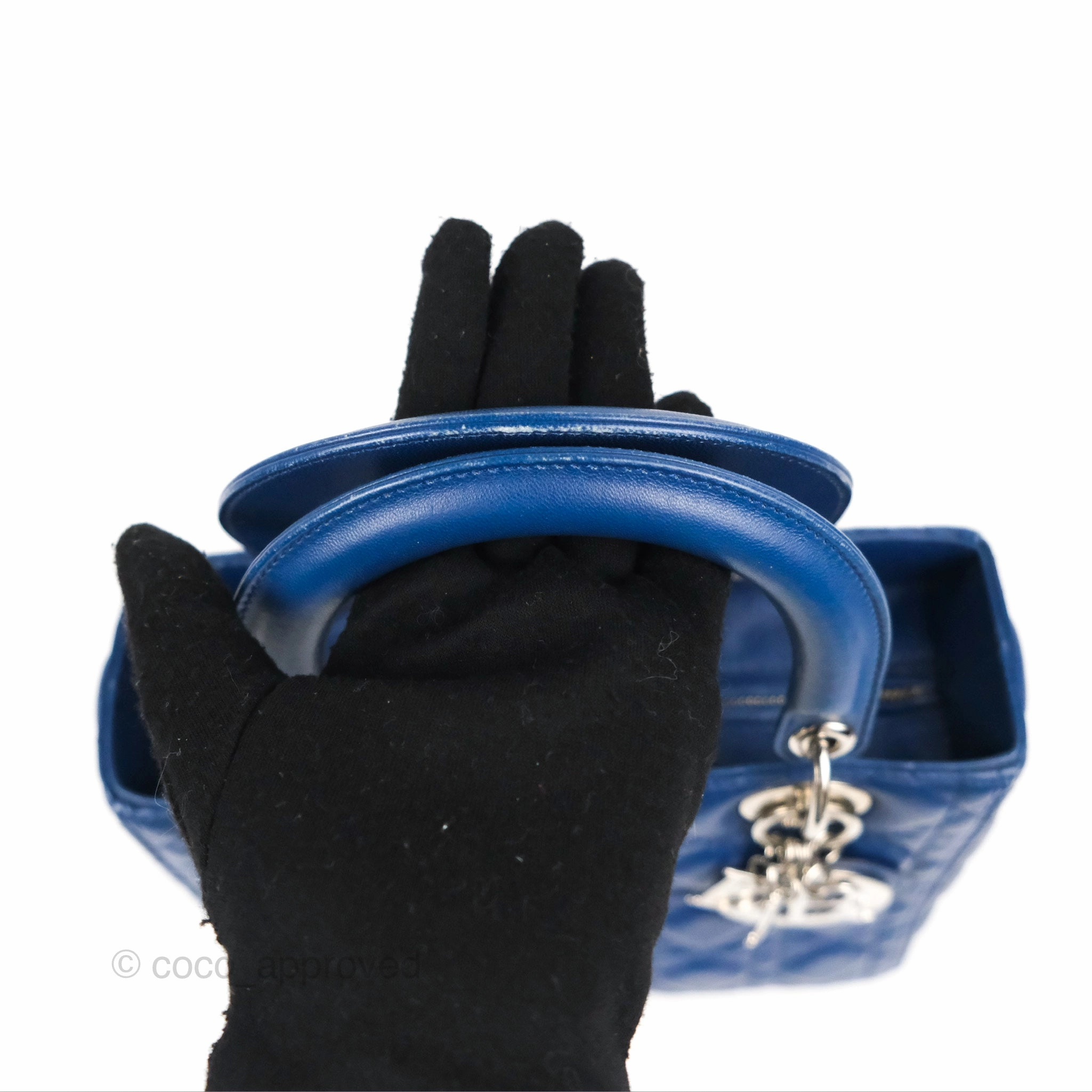 Christian Dior Medium Lady Dior Cannage Dark Blue Lambskin Silver Hardware
