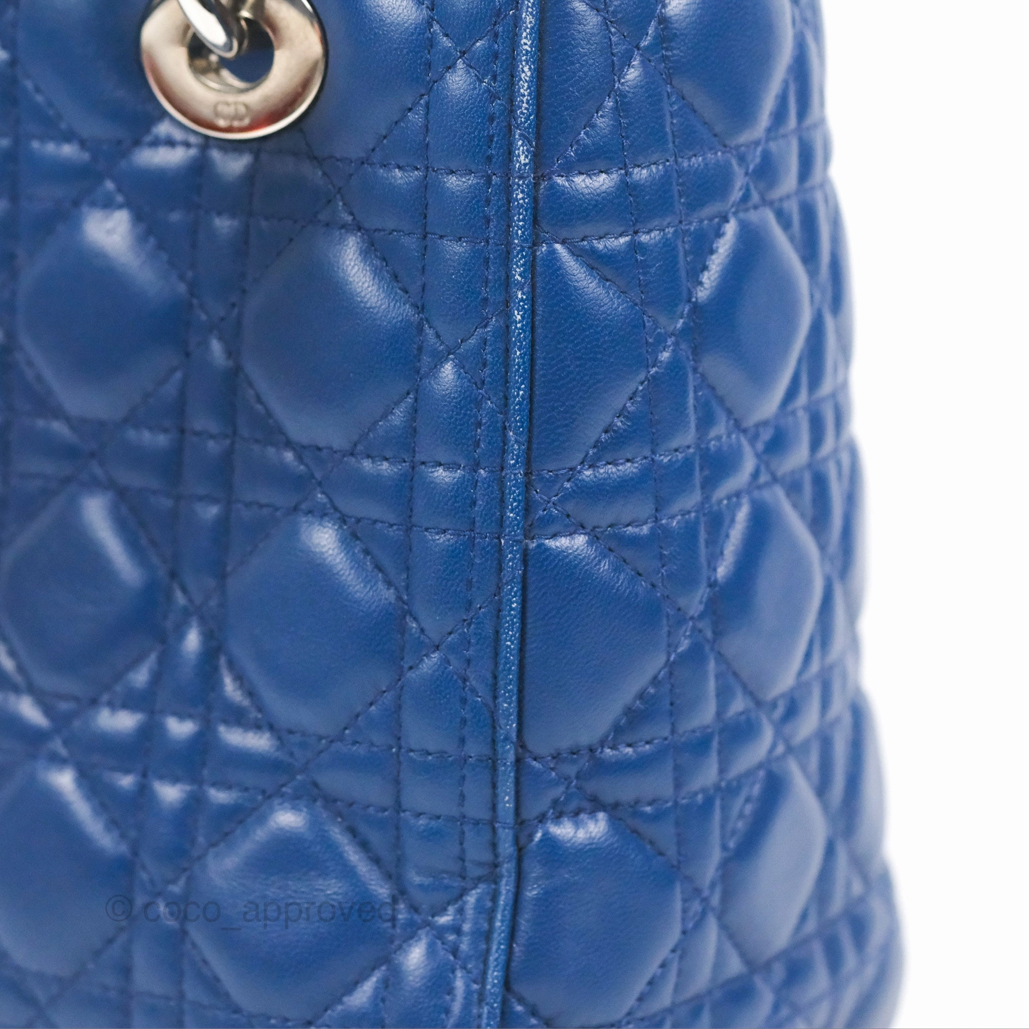 Christian Dior Medium Lady Dior Cannage Dark Blue Lambskin Silver Hardware