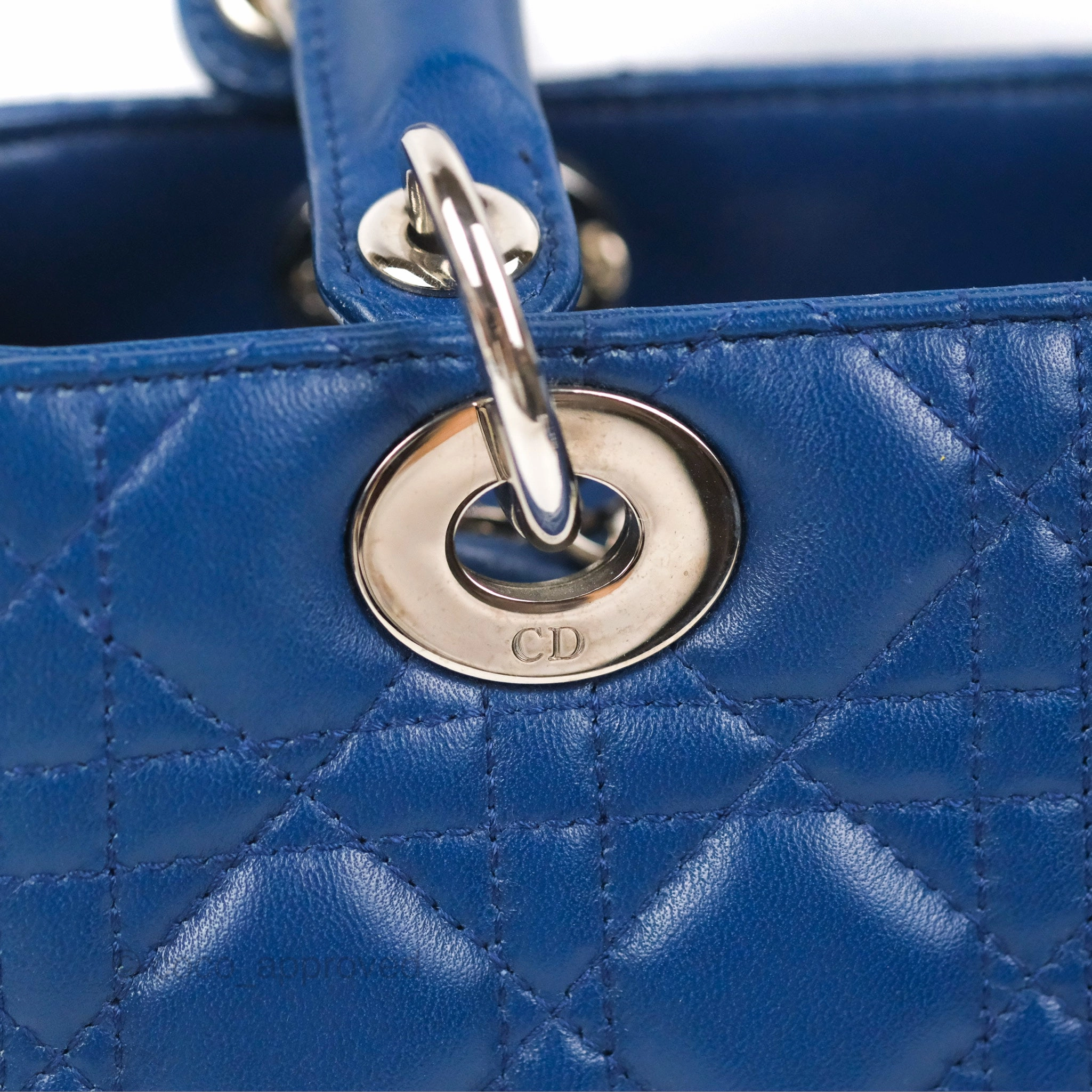 Christian Dior Medium Lady Dior Cannage Dark Blue Lambskin Silver Hardware