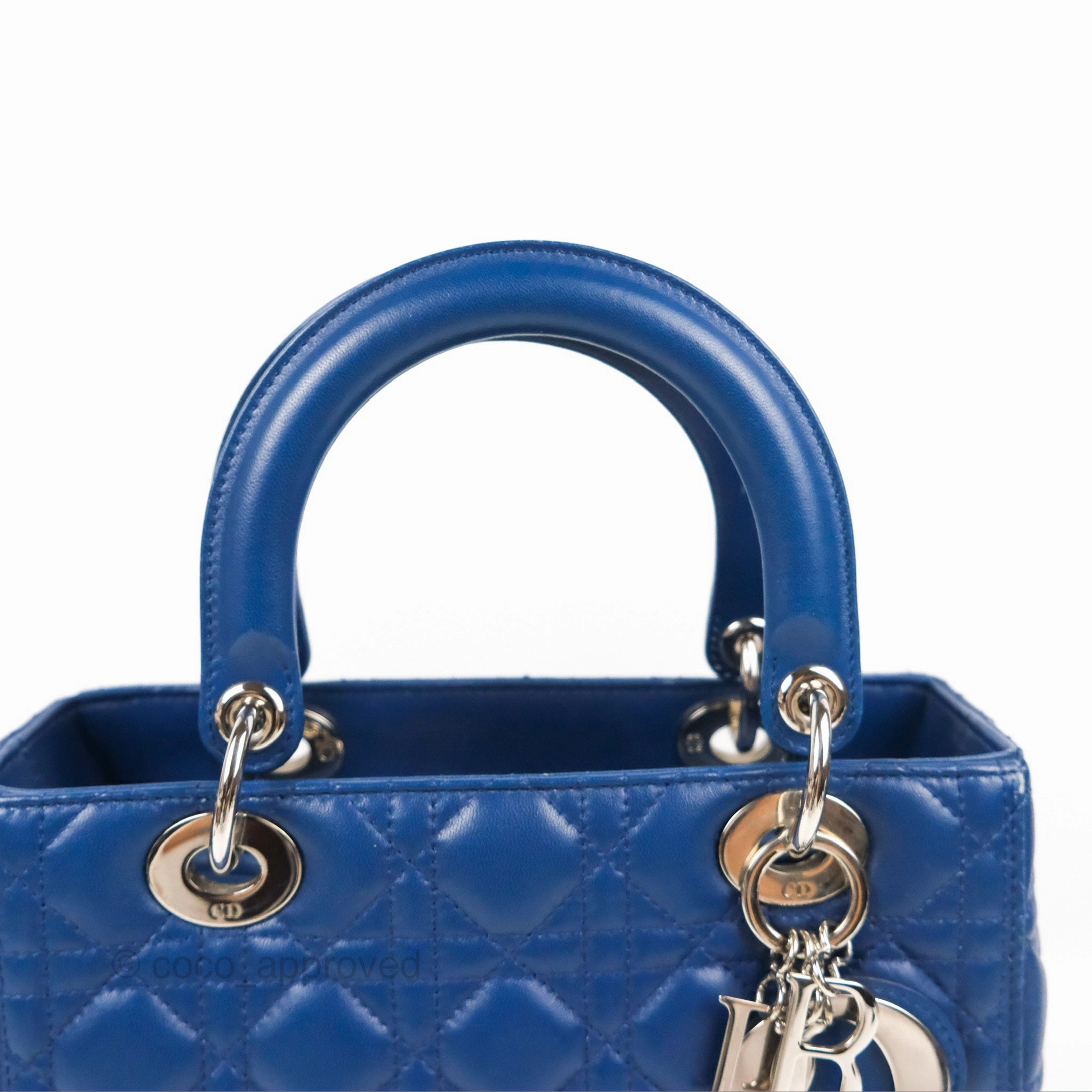 Christian Dior Medium Lady Dior Cannage Dark Blue Lambskin Silver Hardware