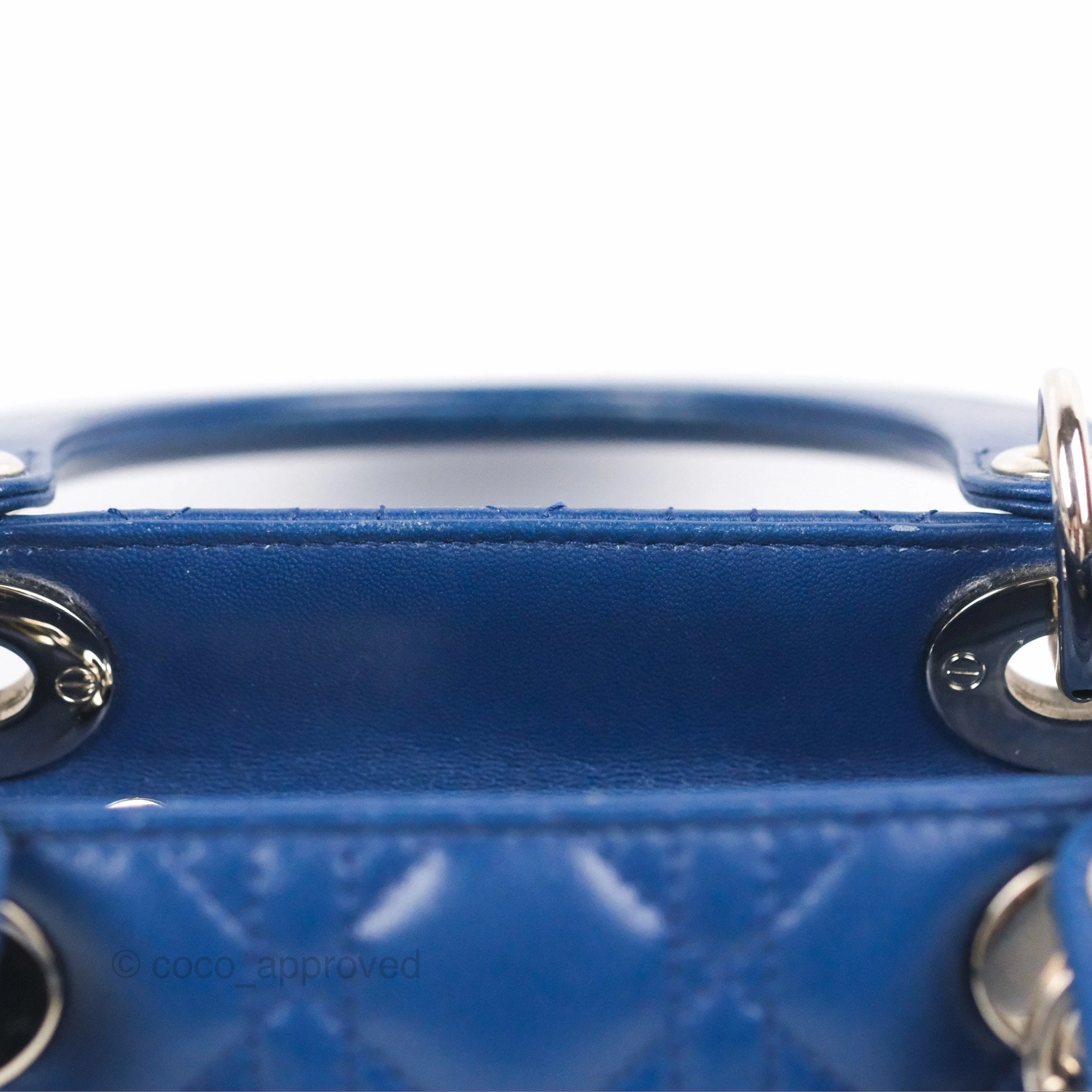 Christian Dior Medium Lady Dior Cannage Dark Blue Lambskin Silver Hardware