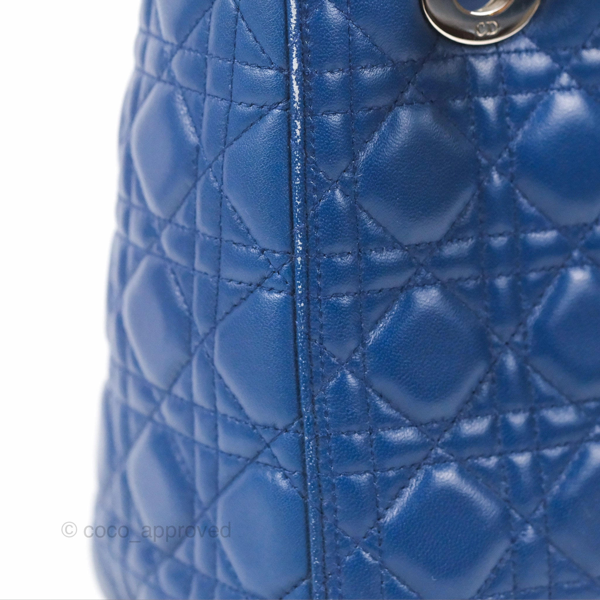 Christian Dior Medium Lady Dior Cannage Dark Blue Lambskin Silver Hardware