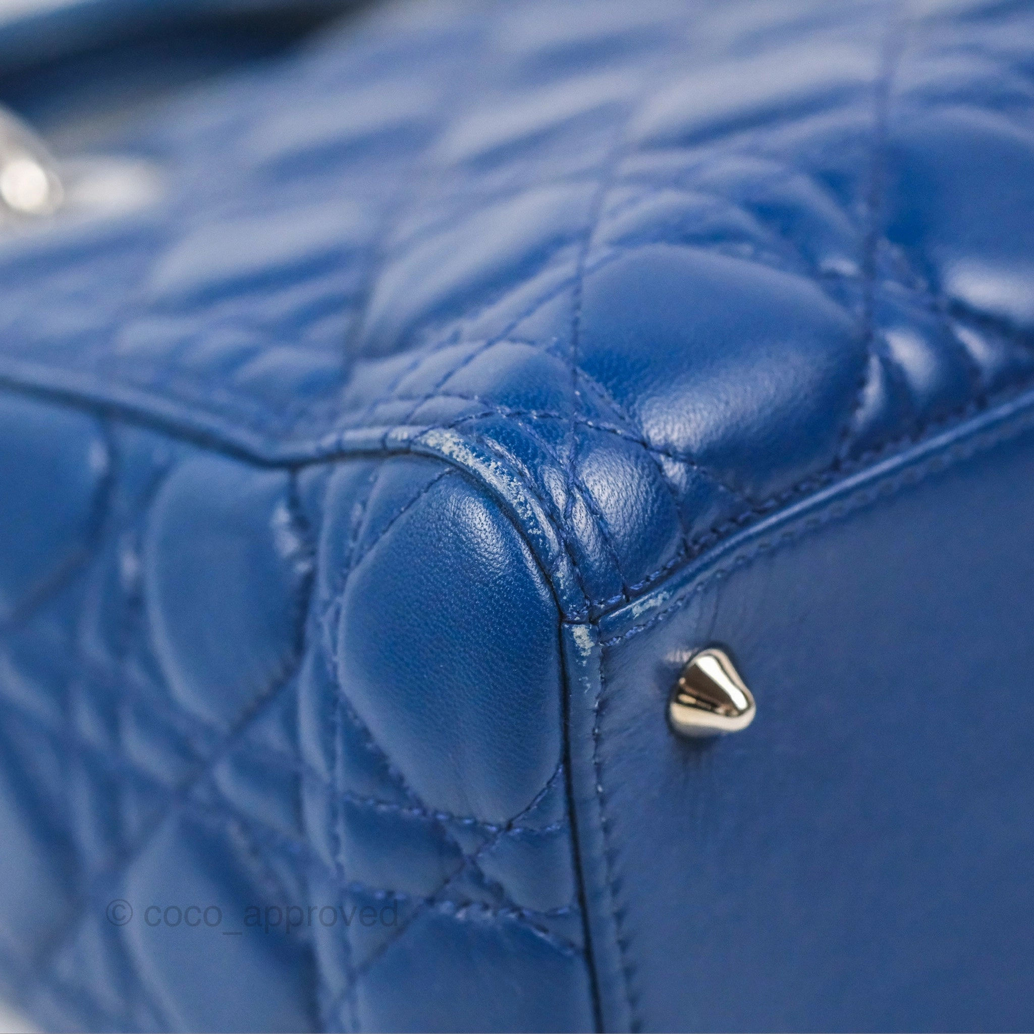 Christian Dior Medium Lady Dior Cannage Dark Blue Lambskin Silver Hardware