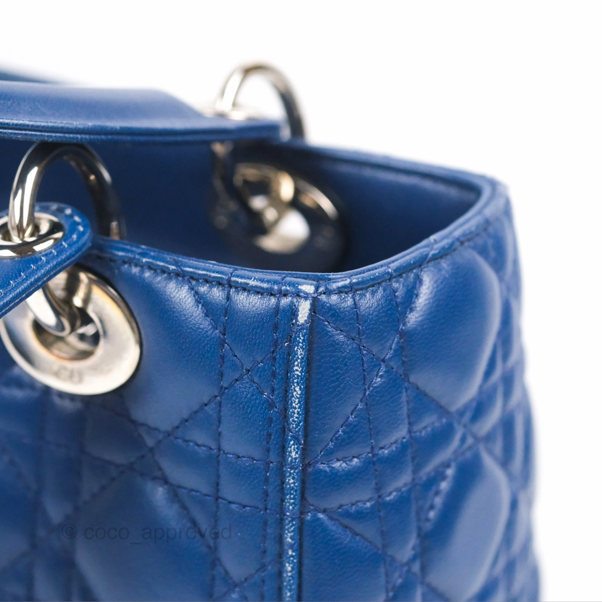Christian Dior Medium Lady Dior Cannage Dark Blue Lambskin Silver Hardware