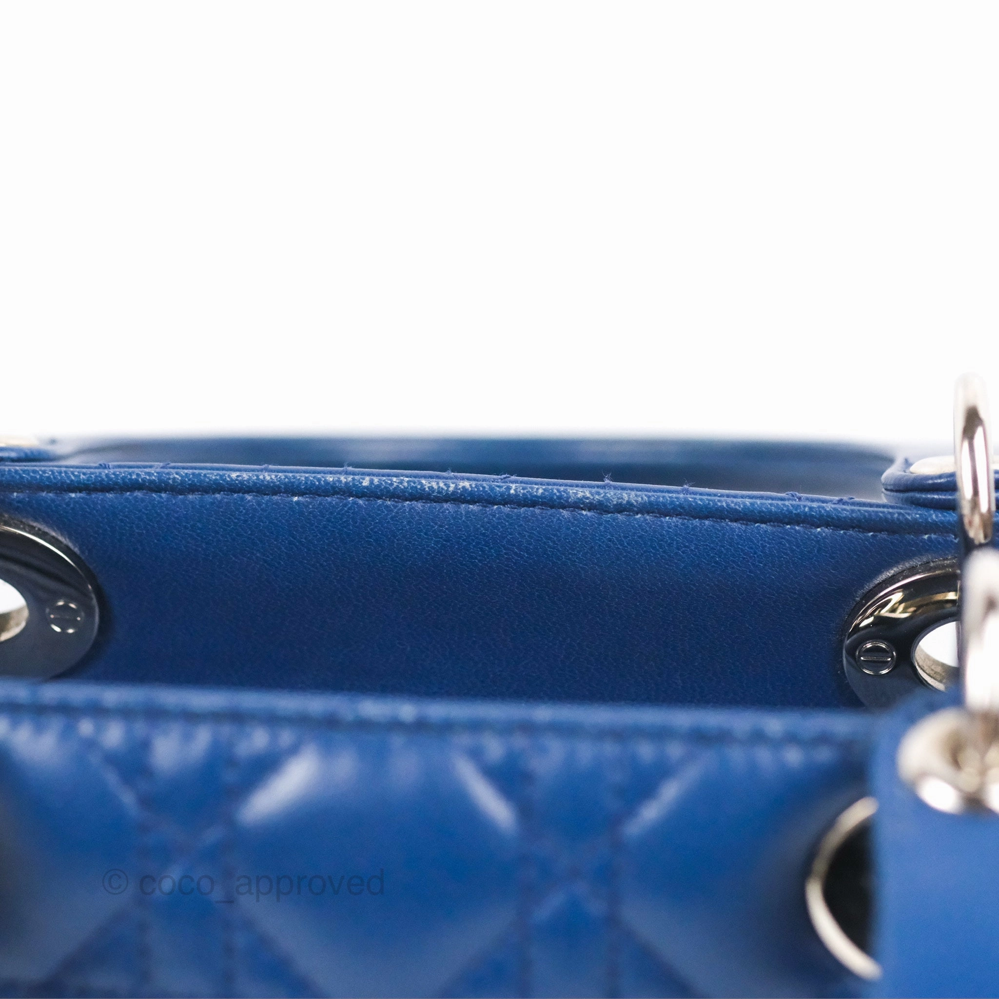 Christian Dior Medium Lady Dior Cannage Dark Blue Lambskin Silver Hardware