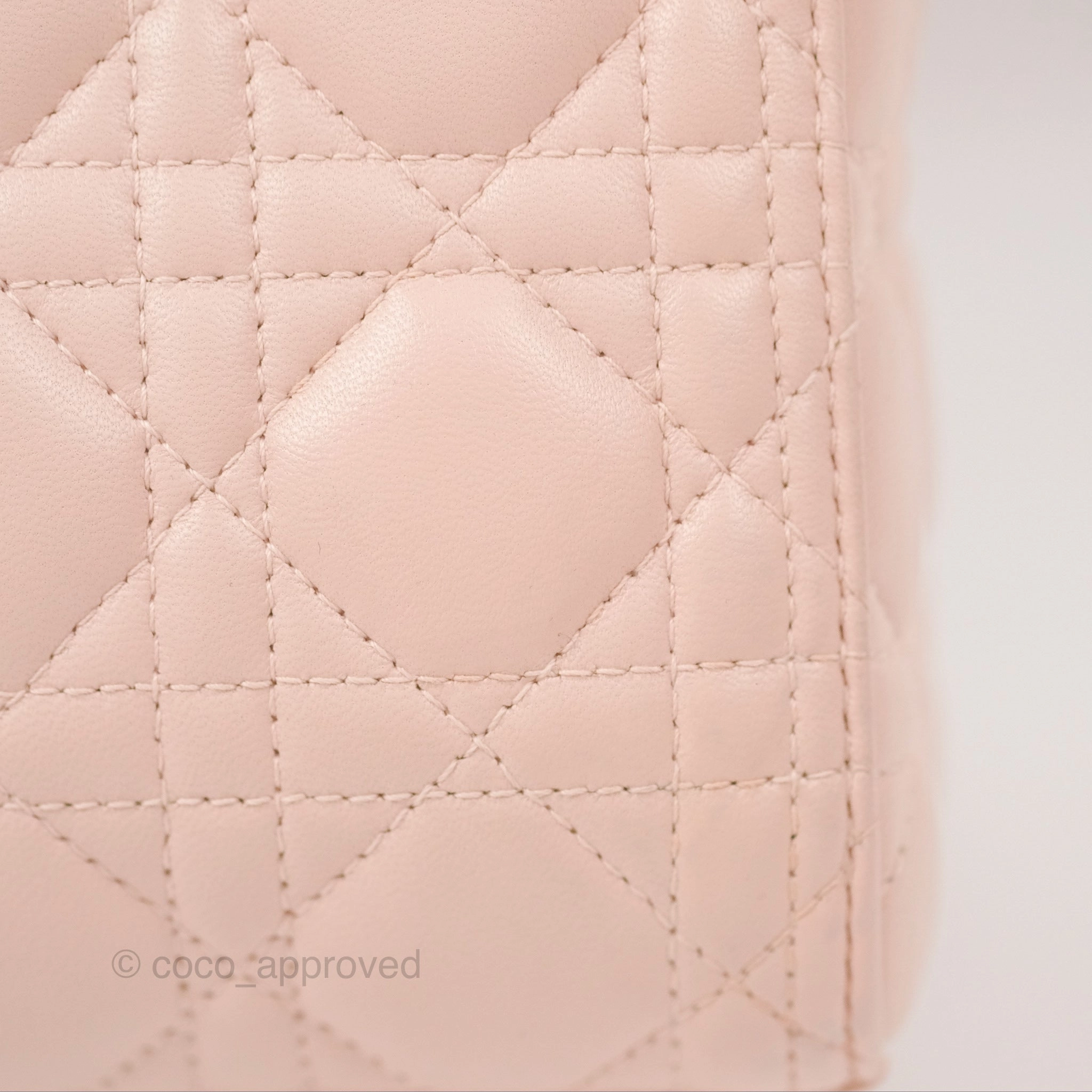 Christian Dior Medium Lady Dior Cannage Light Pink Lambskin Gold Hardware