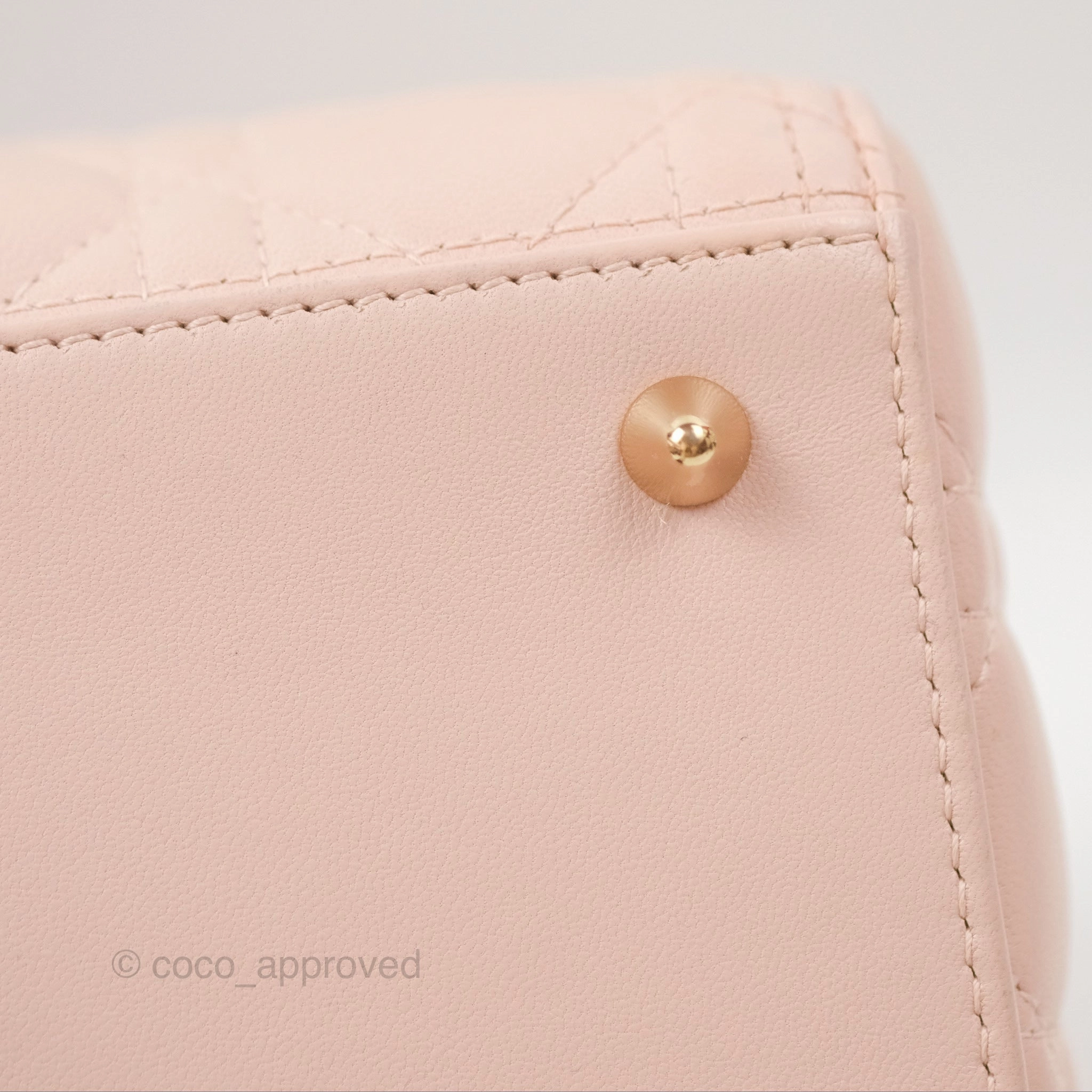 Christian Dior Medium Lady Dior Cannage Light Pink Lambskin Gold Hardware