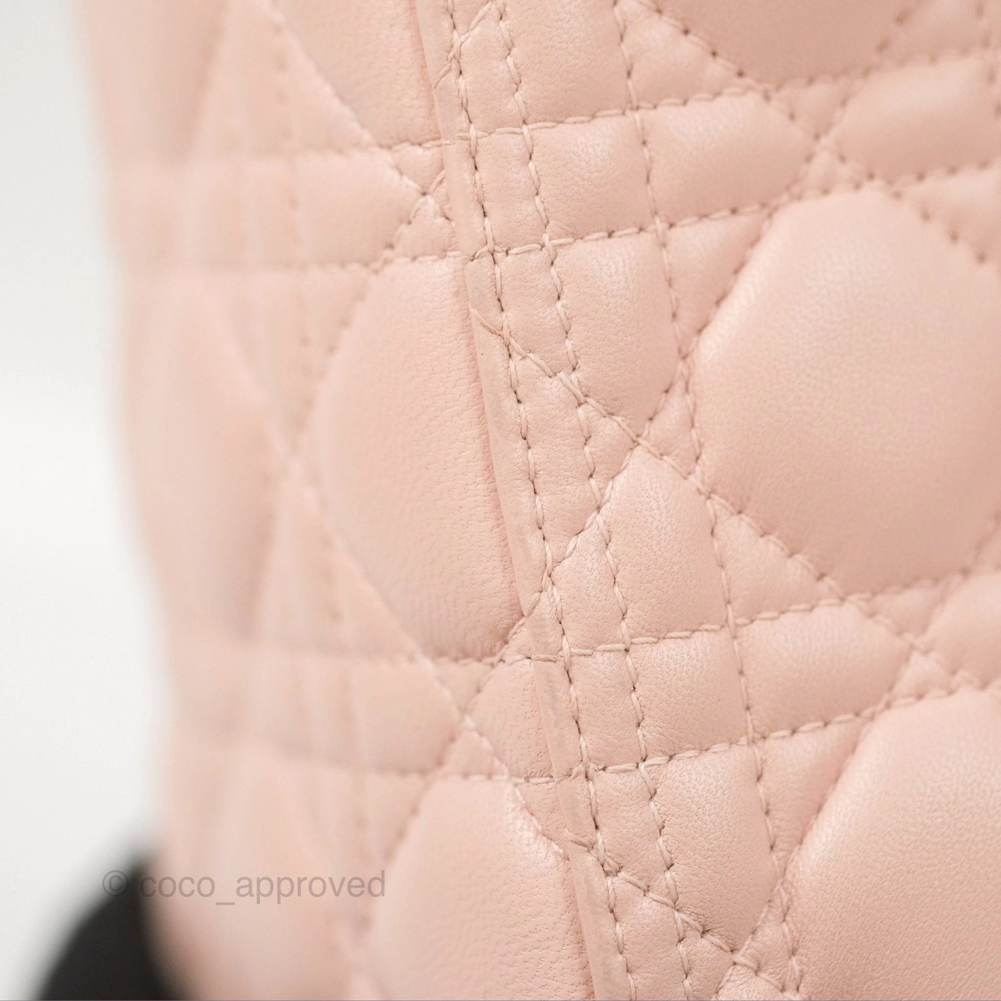 Christian Dior Medium Lady Dior Cannage Light Pink Lambskin Gold Hardware