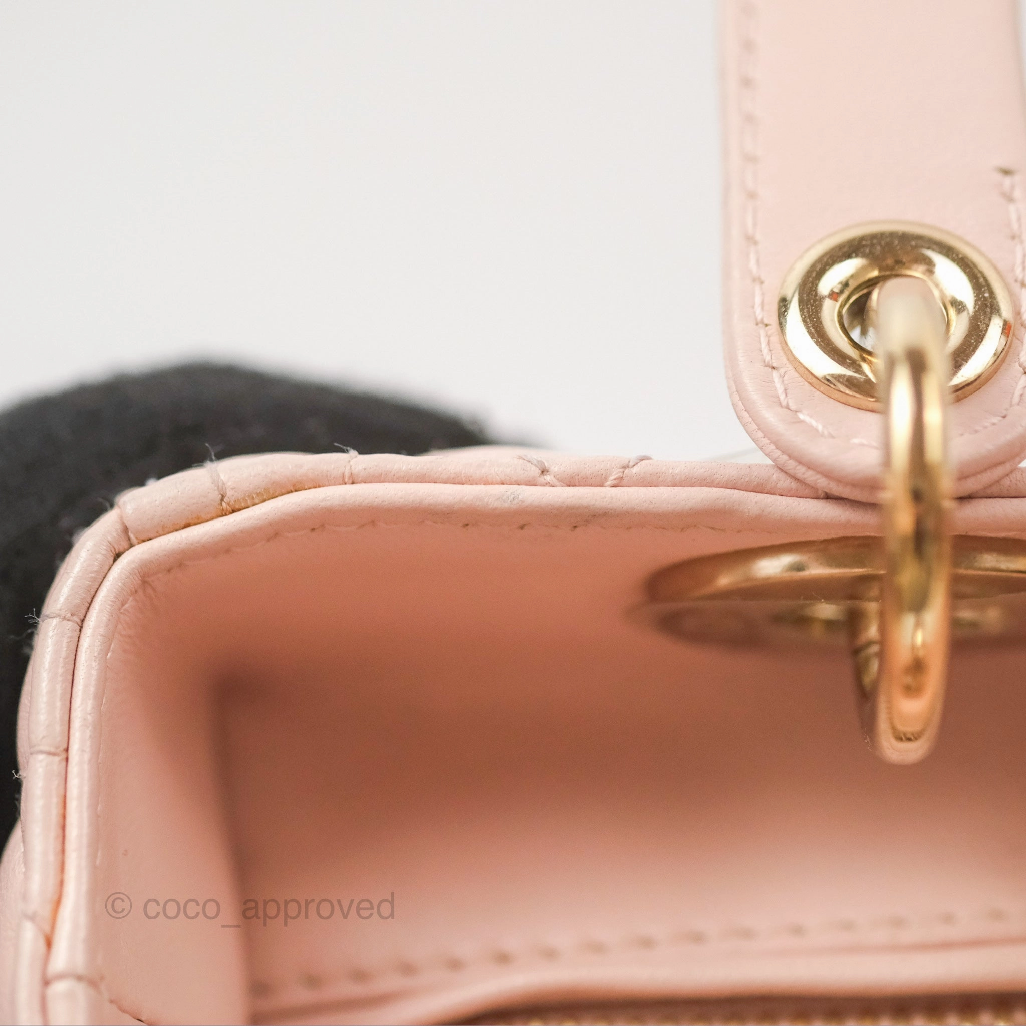 Christian Dior Medium Lady Dior Cannage Light Pink Lambskin Gold Hardware