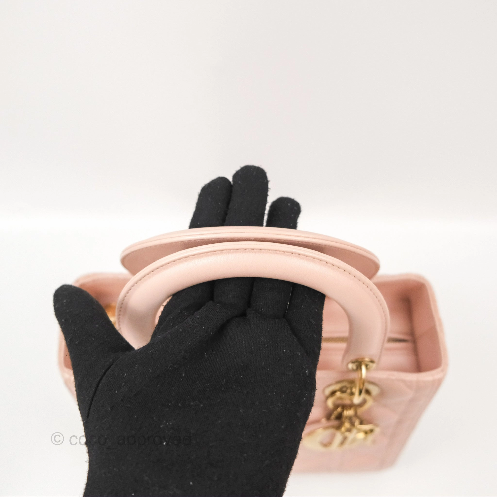 Christian Dior Medium Lady Dior Cannage Light Pink Lambskin Gold Hardware