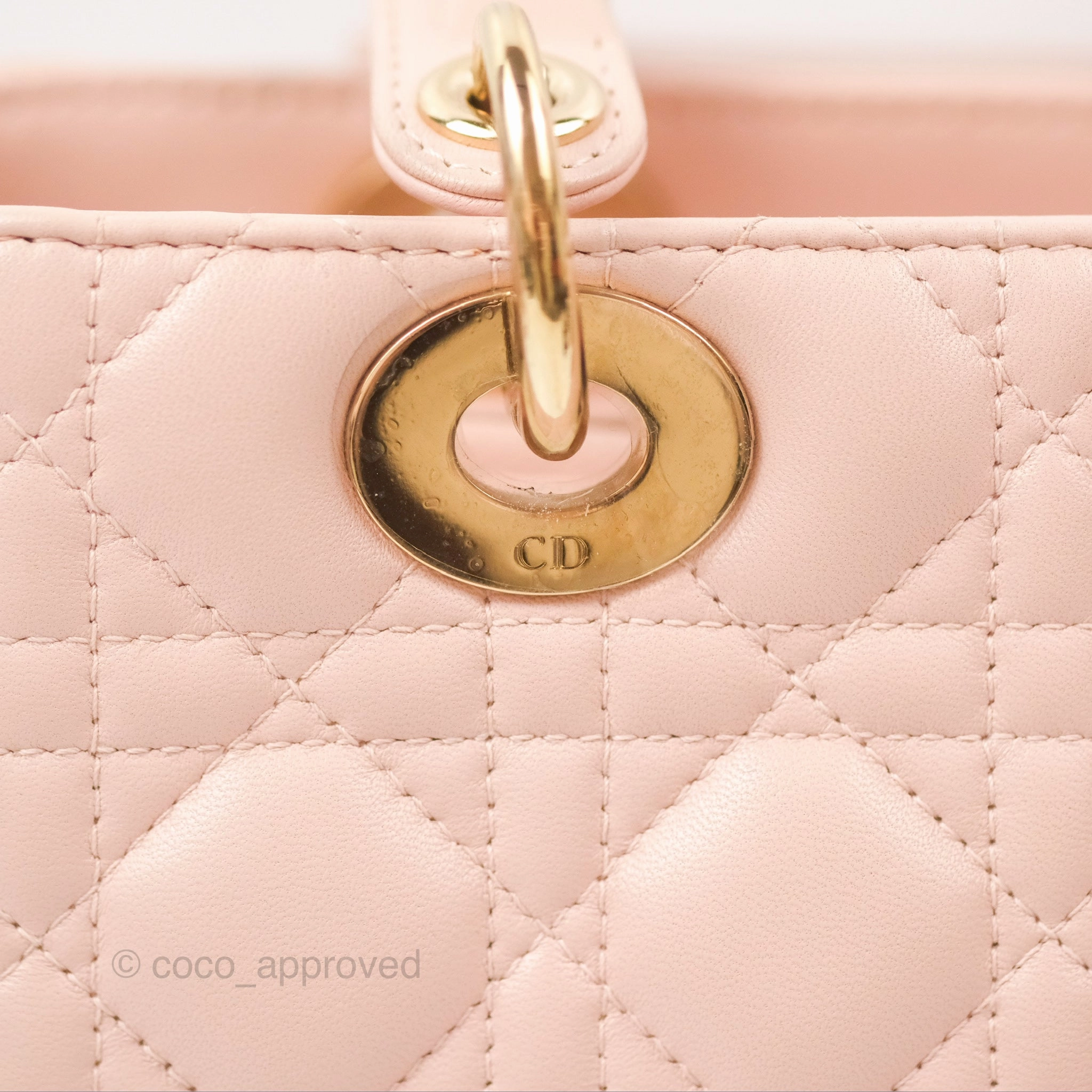 Christian Dior Medium Lady Dior Cannage Light Pink Lambskin Gold Hardware
