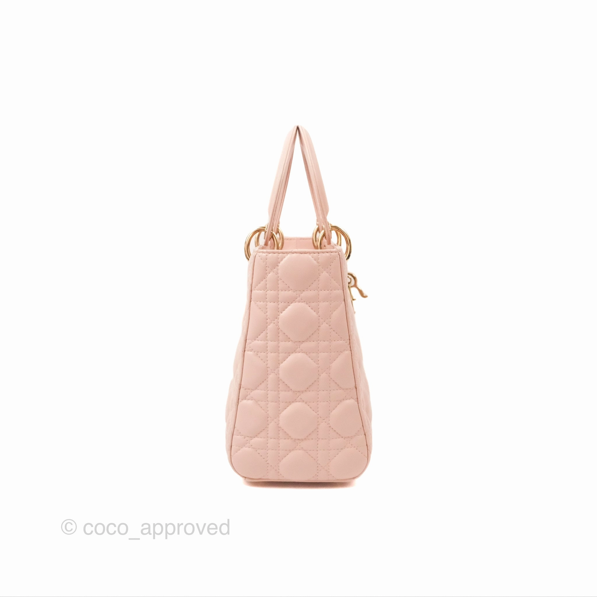 Christian Dior Medium Lady Dior Cannage Light Pink Lambskin Gold Hardware
