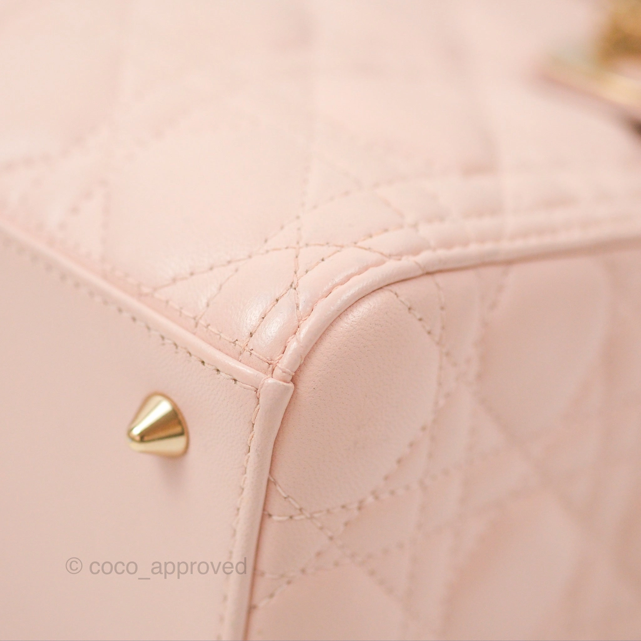 Christian Dior Medium Lady Dior Cannage Light Pink Lambskin Gold Hardware
