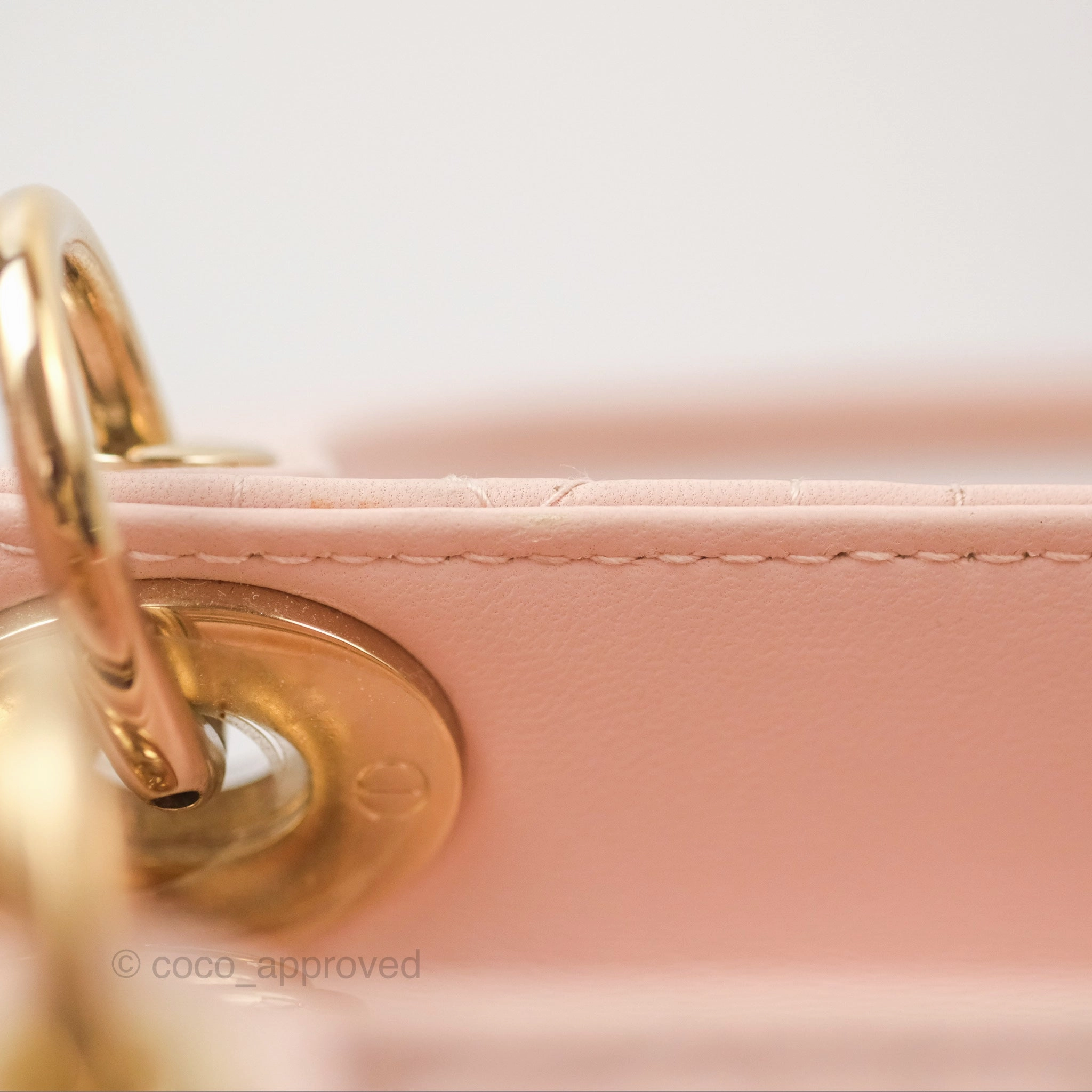 Christian Dior Medium Lady Dior Cannage Light Pink Lambskin Gold Hardware