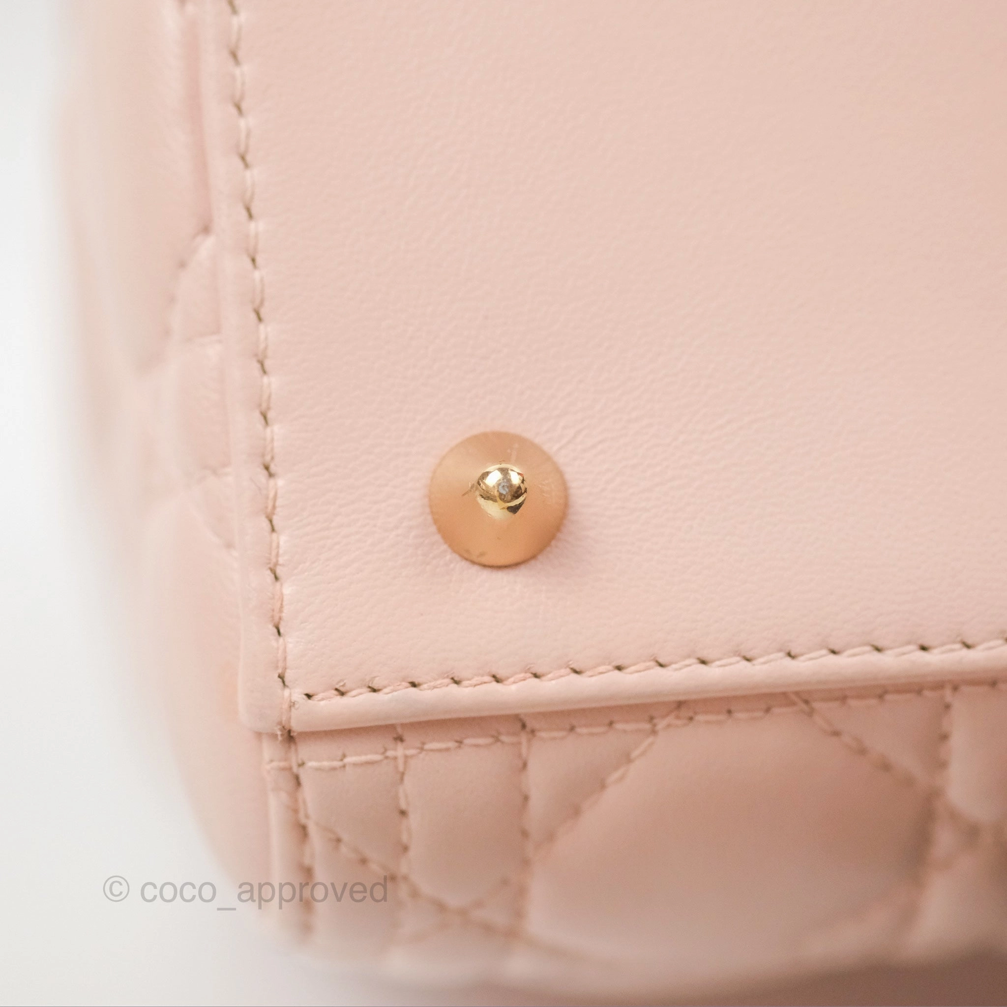 Christian Dior Medium Lady Dior Cannage Light Pink Lambskin Gold Hardware