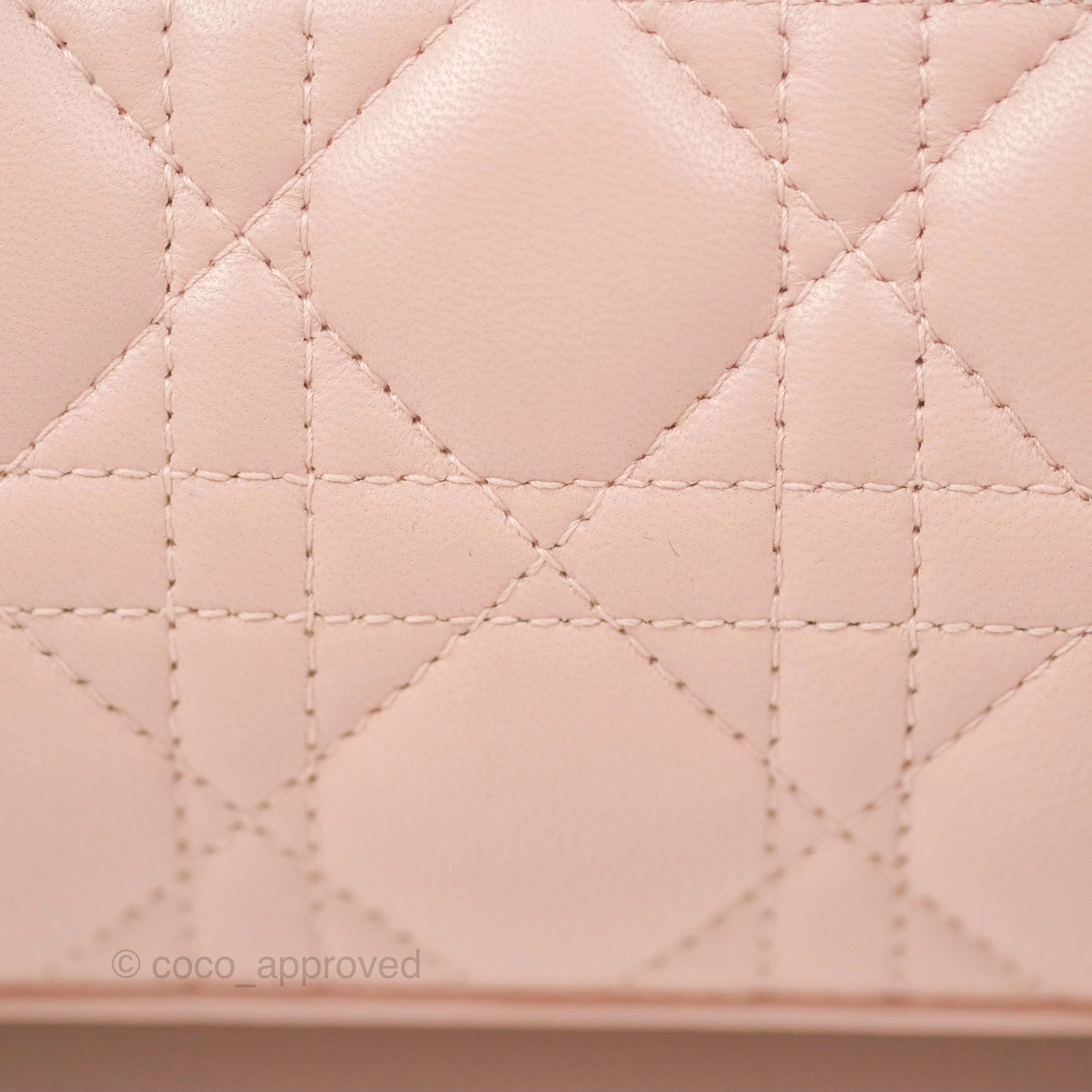 Christian Dior Medium Lady Dior Cannage Light Pink Lambskin Gold Hardware