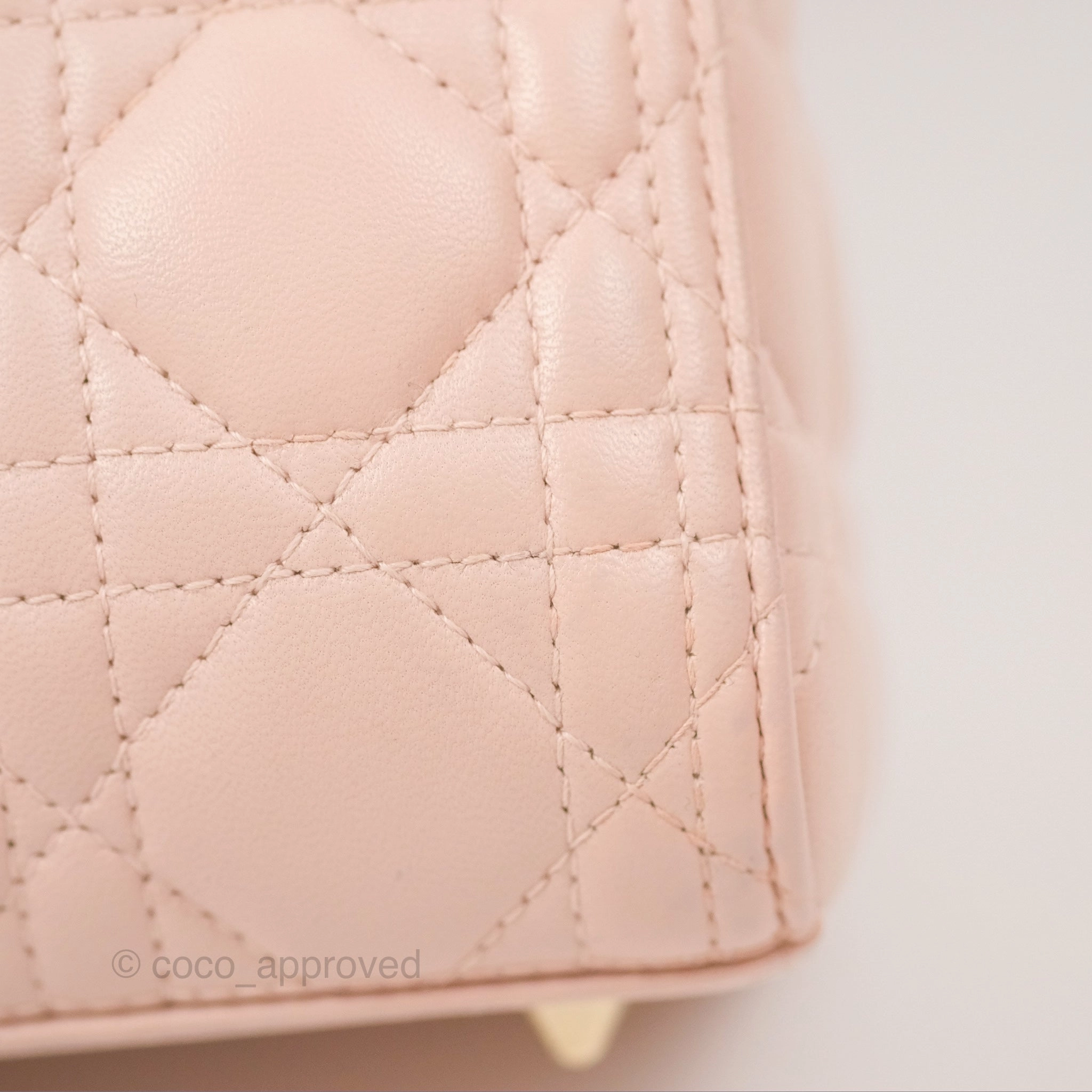 Christian Dior Medium Lady Dior Cannage Light Pink Lambskin Gold Hardware