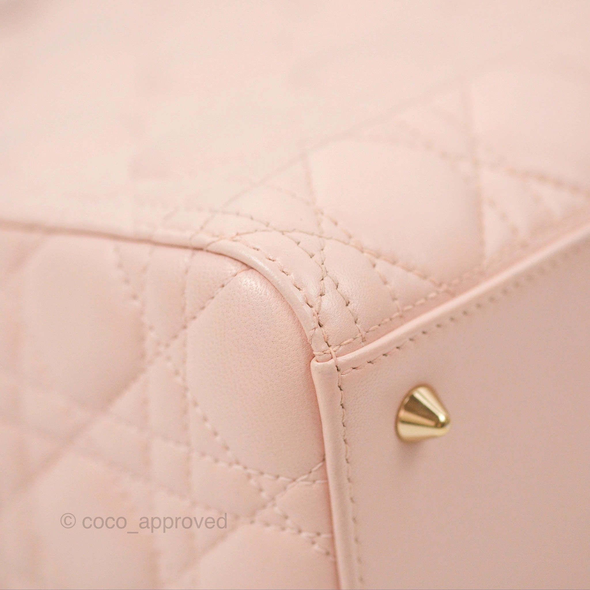 Christian Dior Medium Lady Dior Cannage Light Pink Lambskin Gold Hardware