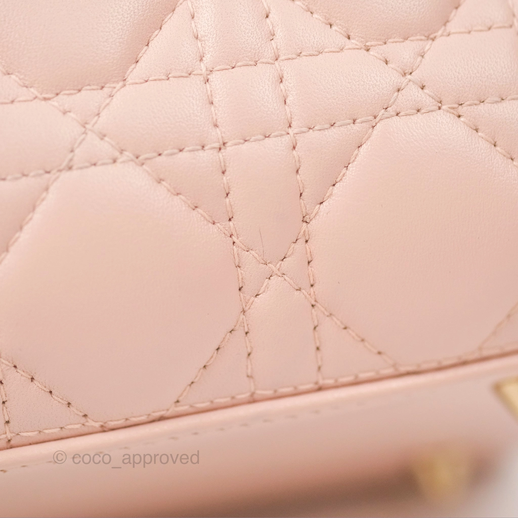 Christian Dior Medium Lady Dior Cannage Light Pink Lambskin Gold Hardware