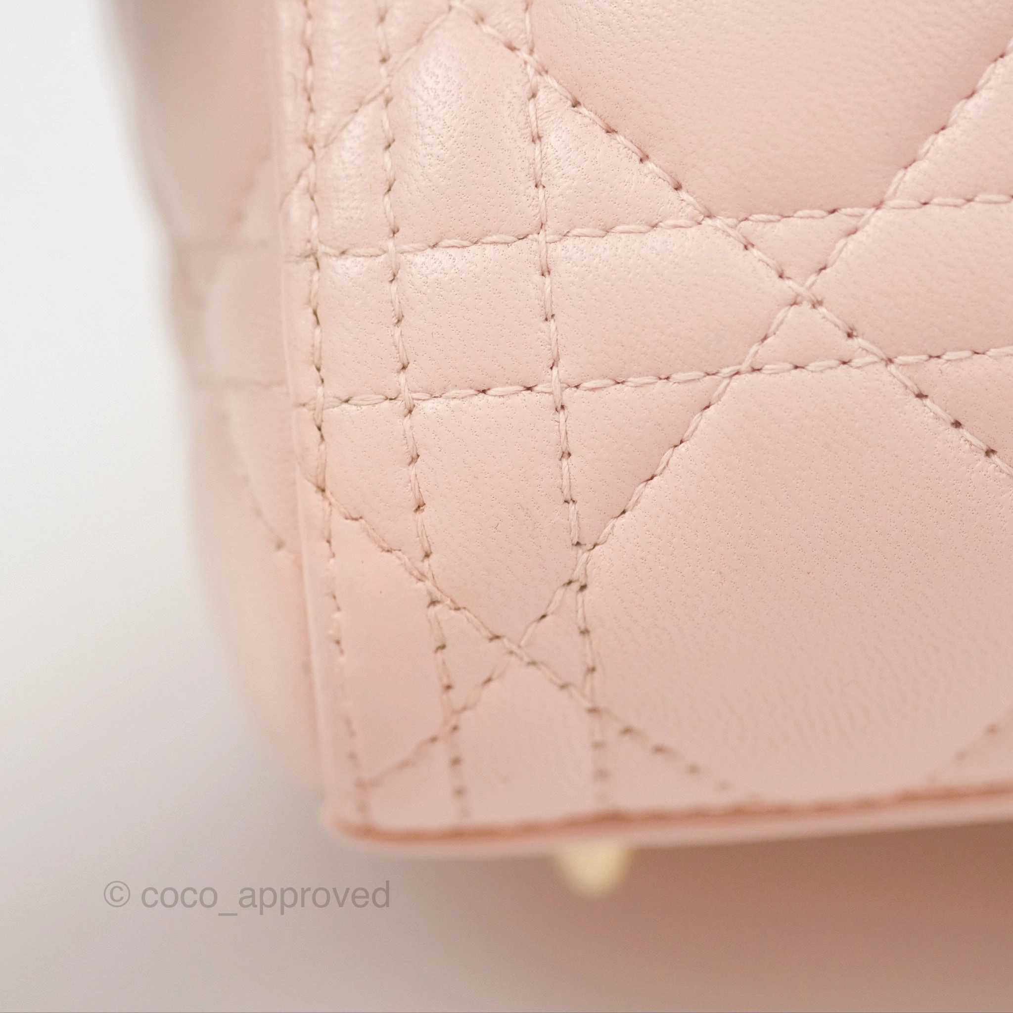 Christian Dior Medium Lady Dior Cannage Light Pink Lambskin Gold Hardware