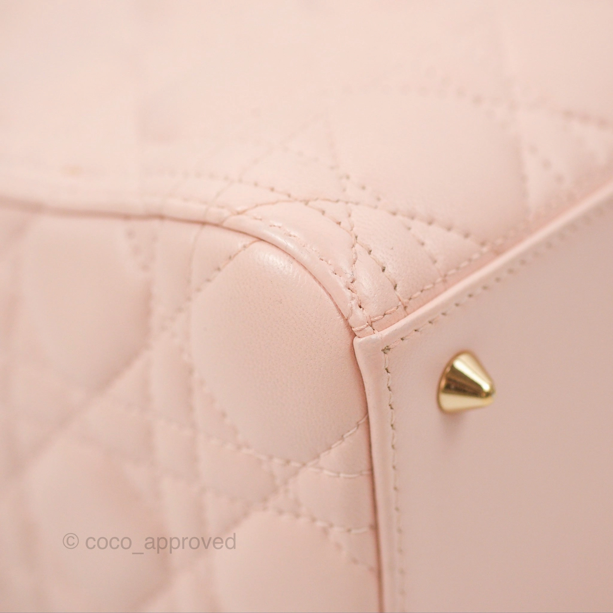 Christian Dior Medium Lady Dior Cannage Light Pink Lambskin Gold Hardware