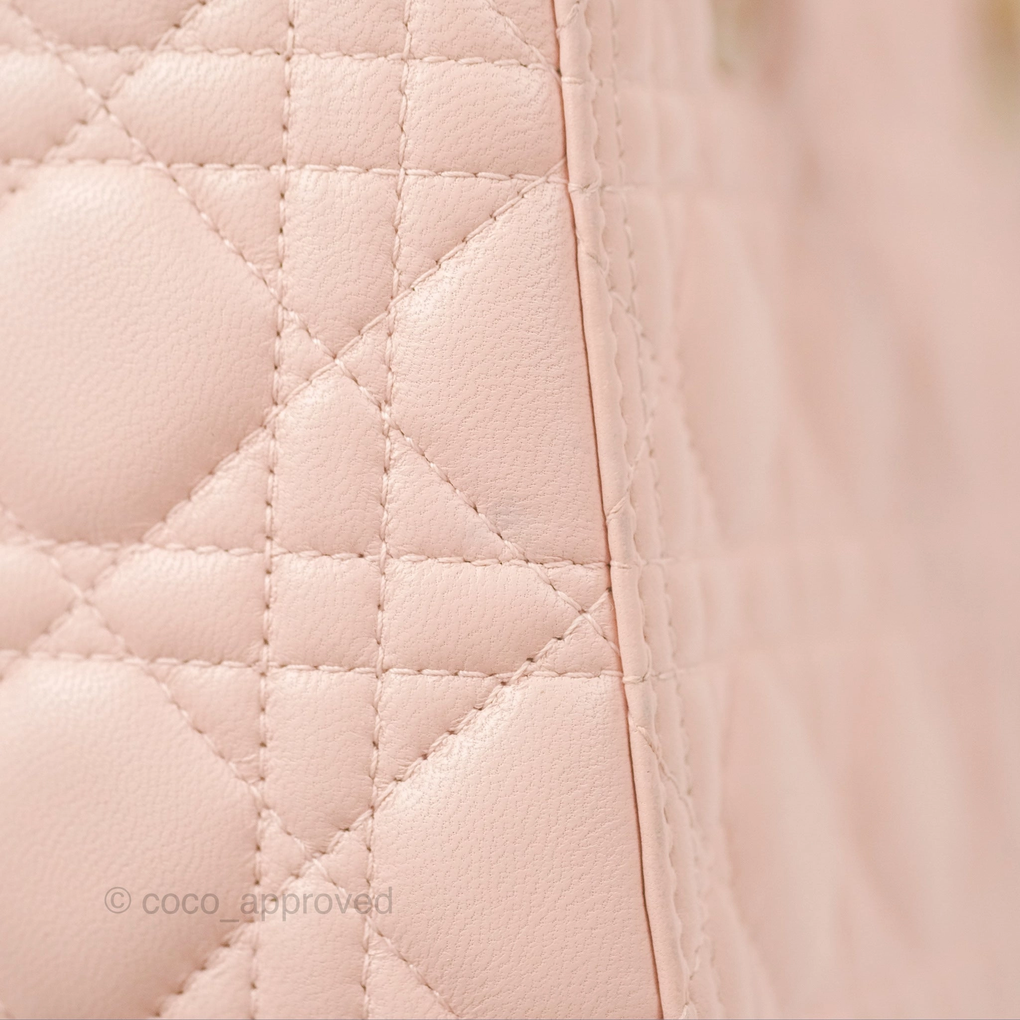 Christian Dior Medium Lady Dior Cannage Light Pink Lambskin Gold Hardware