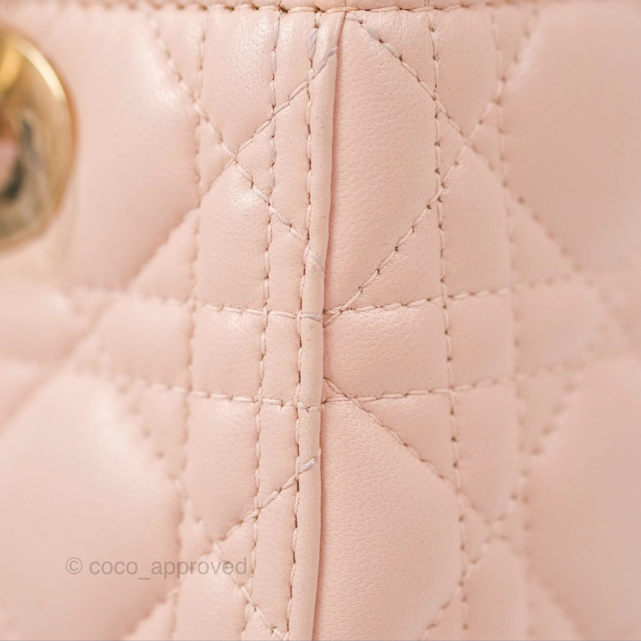 Christian Dior Medium Lady Dior Cannage Light Pink Lambskin Gold Hardware