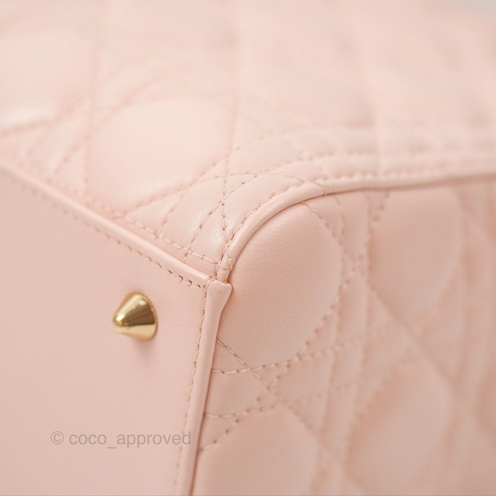 Christian Dior Medium Lady Dior Cannage Light Pink Lambskin Gold Hardware