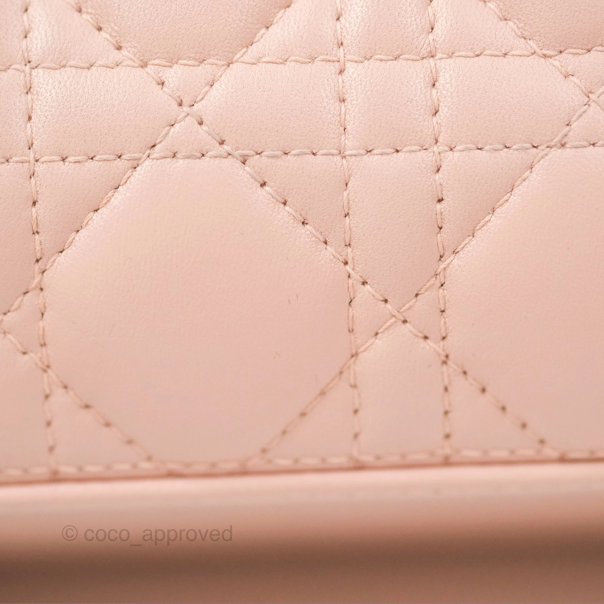 Christian Dior Medium Lady Dior Cannage Light Pink Lambskin Gold Hardware