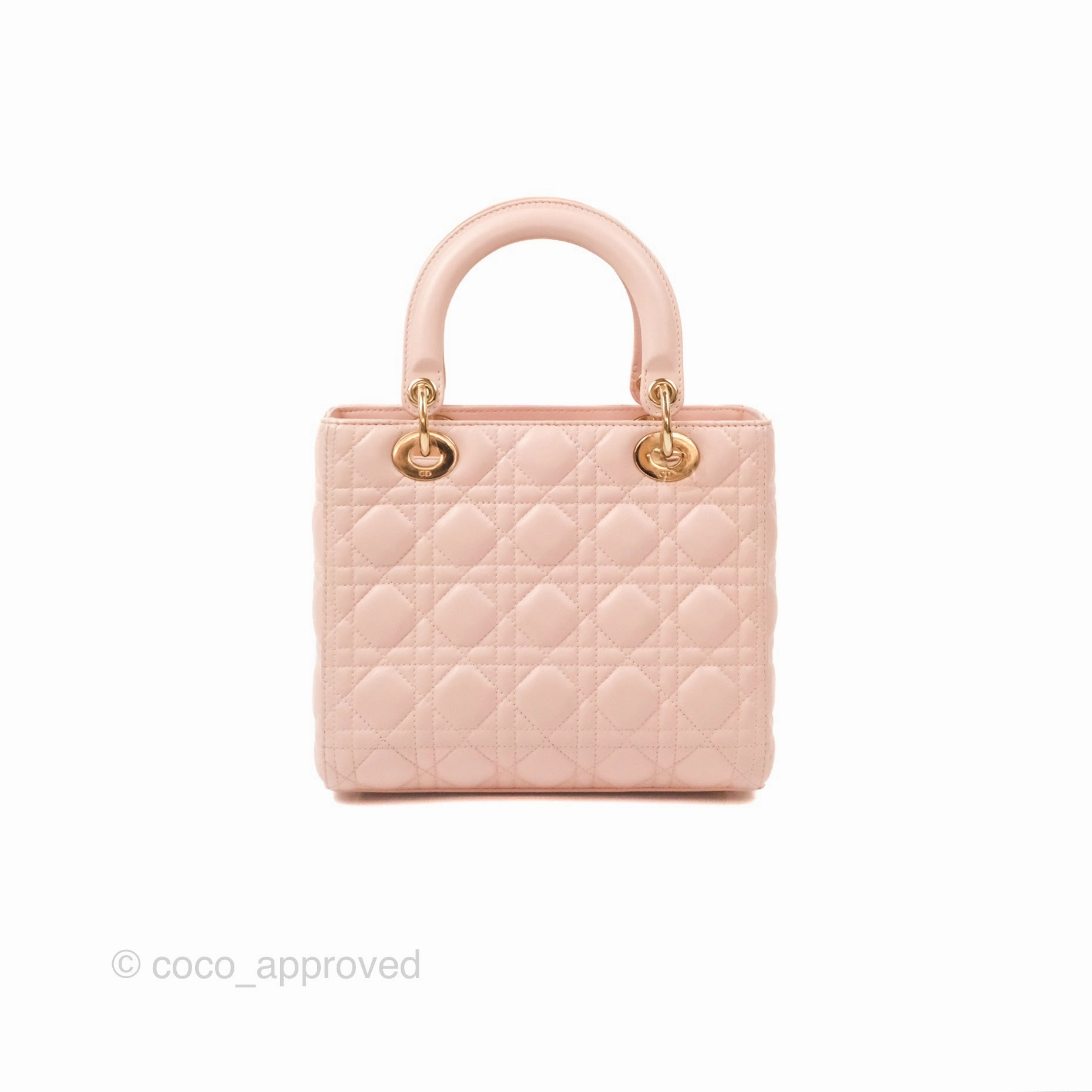 Christian Dior Medium Lady Dior Cannage Light Pink Lambskin Gold Hardware