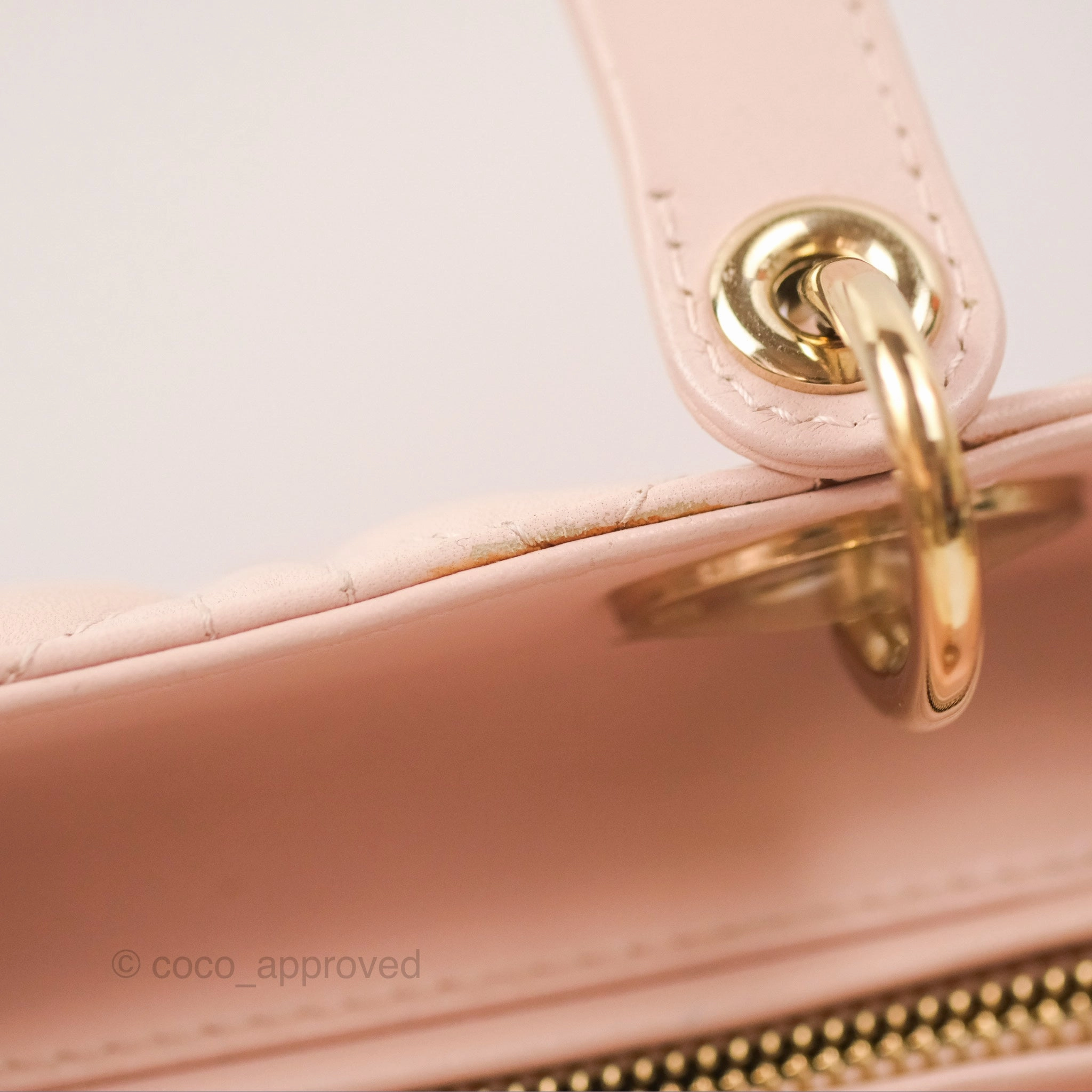 Christian Dior Medium Lady Dior Cannage Light Pink Lambskin Gold Hardware
