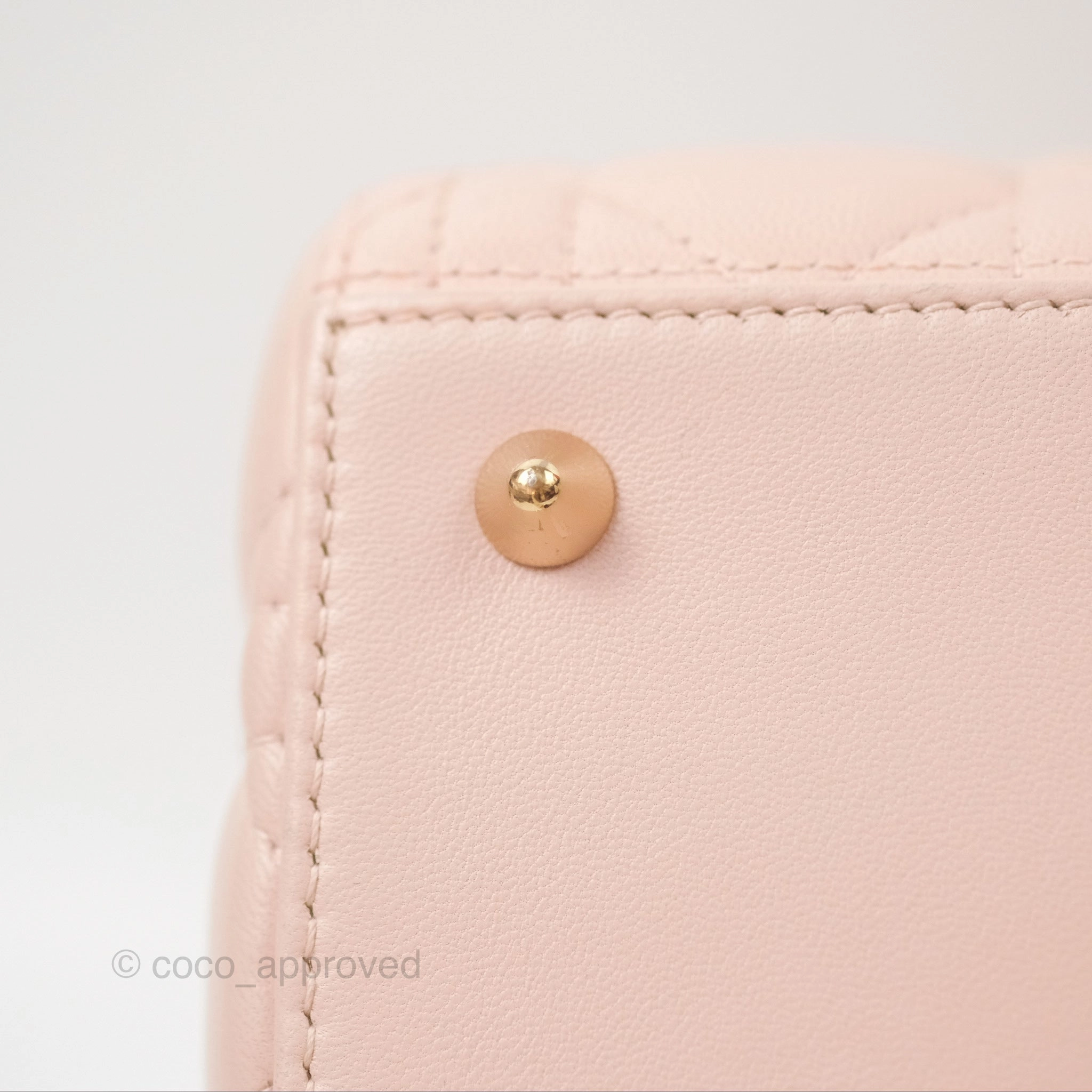 Christian Dior Medium Lady Dior Cannage Light Pink Lambskin Gold Hardware
