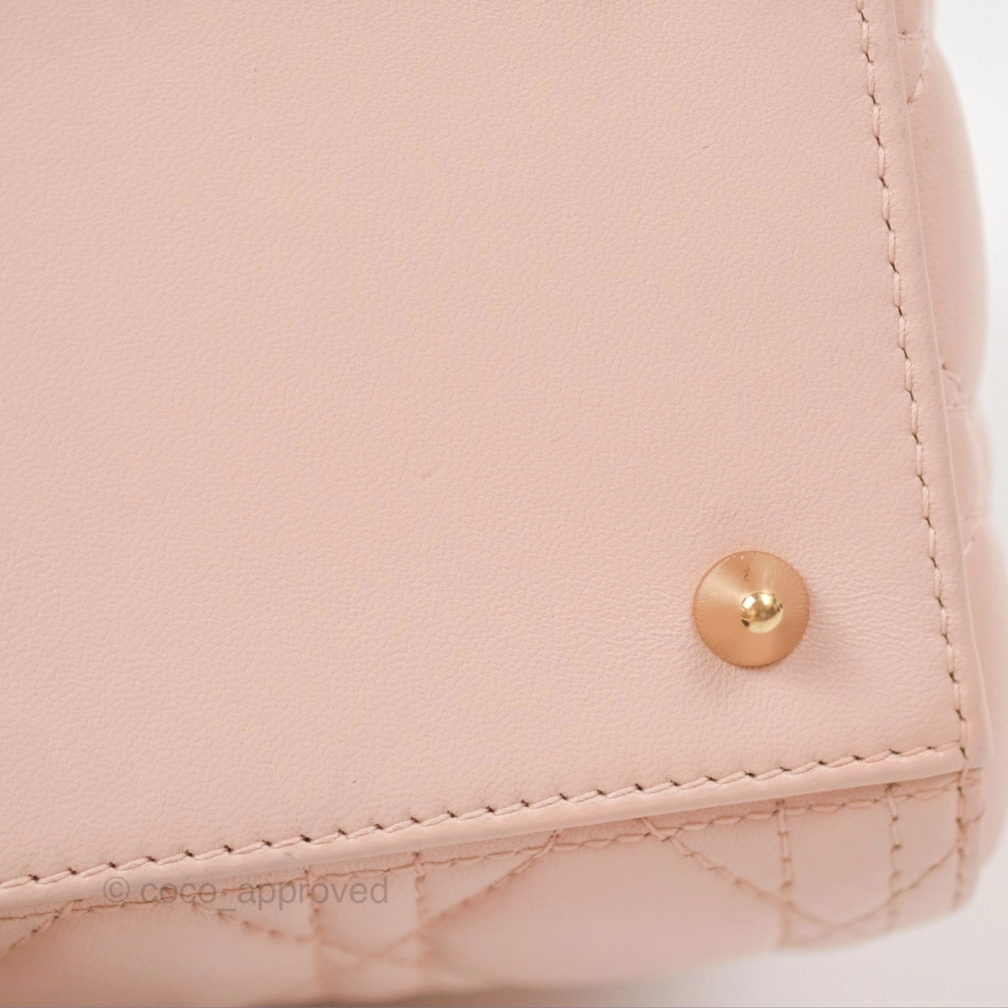 Christian Dior Medium Lady Dior Cannage Light Pink Lambskin Gold Hardware