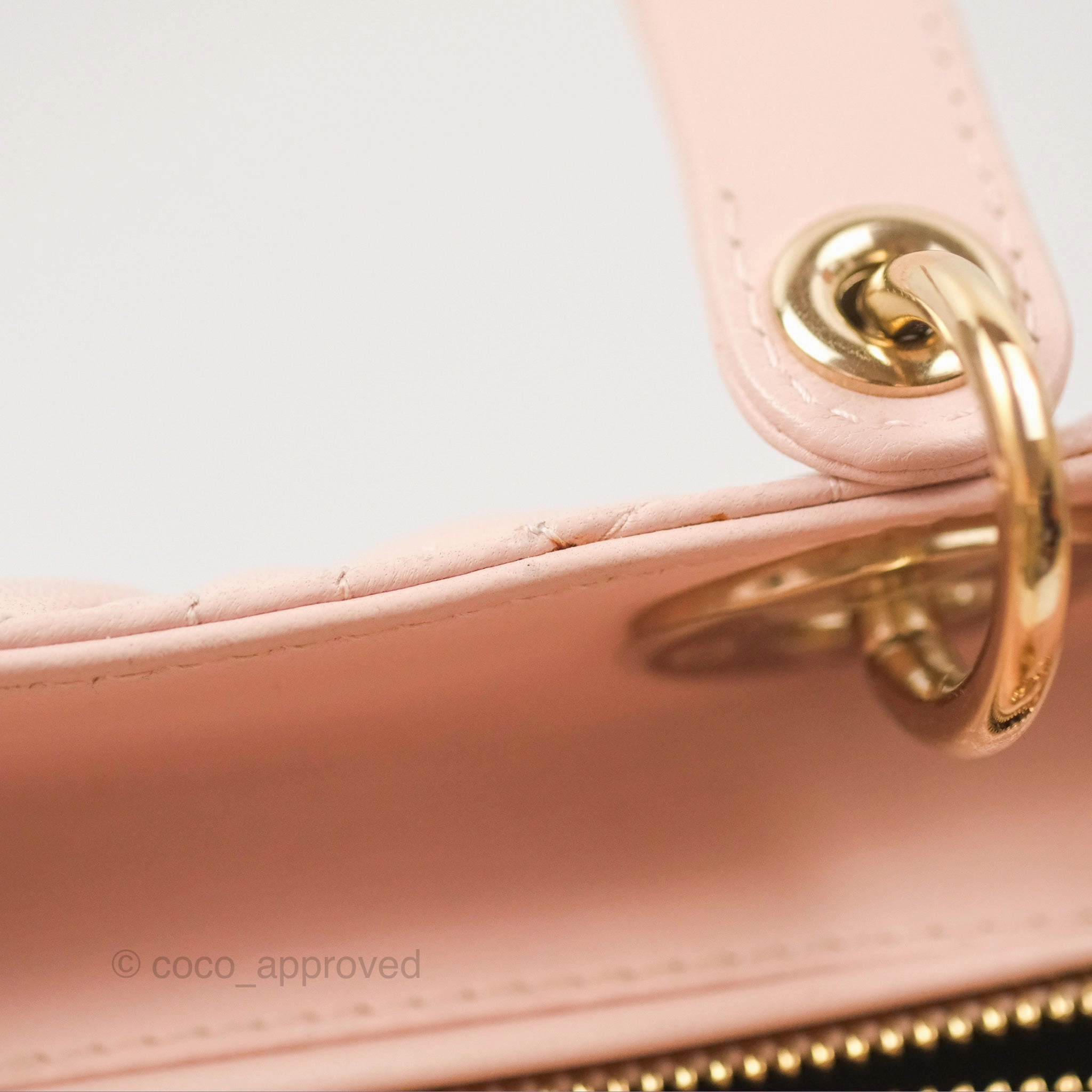 Christian Dior Medium Lady Dior Cannage Light Pink Lambskin Gold Hardware