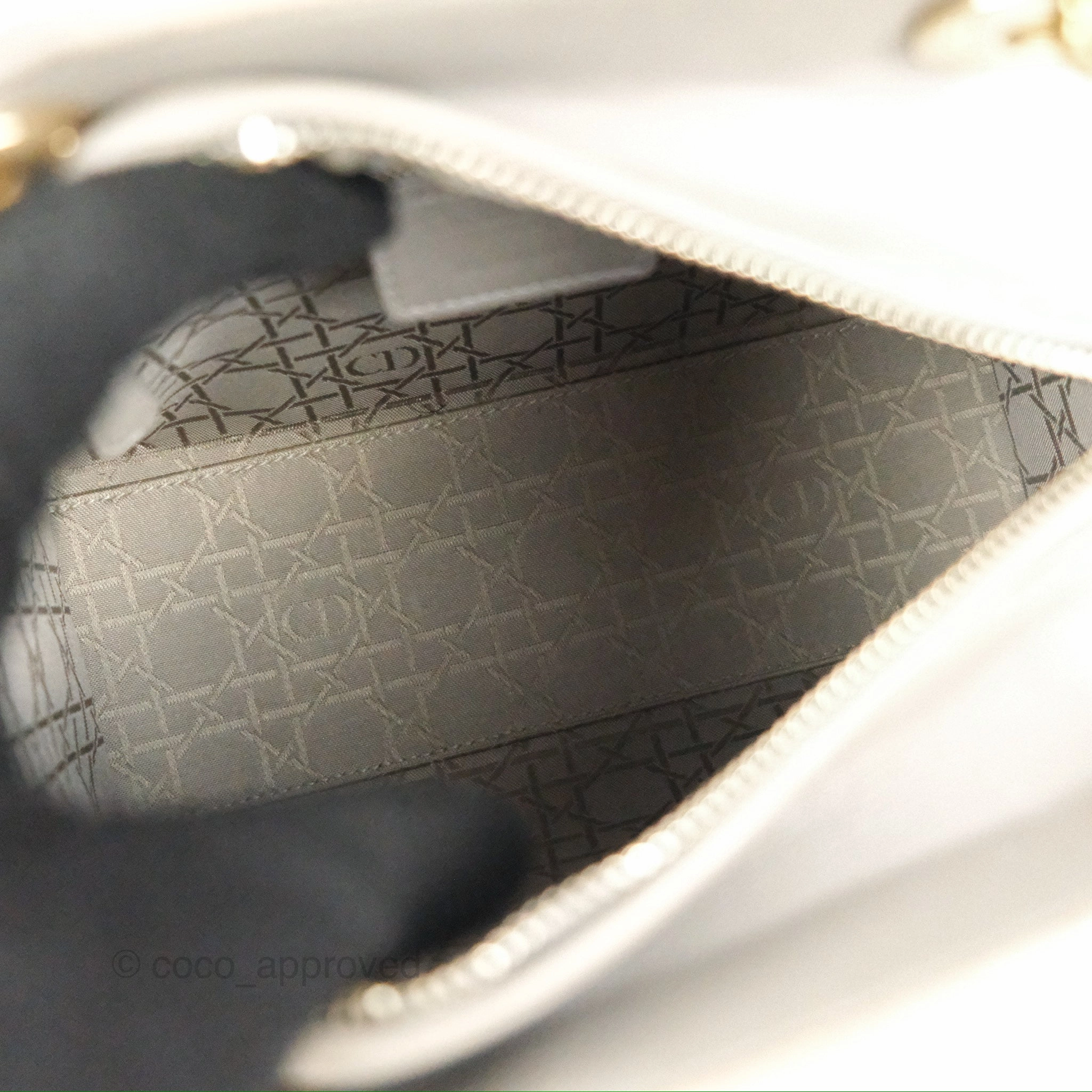 Christian Dior Medium Lady Dior Grey Lambskin Gold Hardware Fox Charm