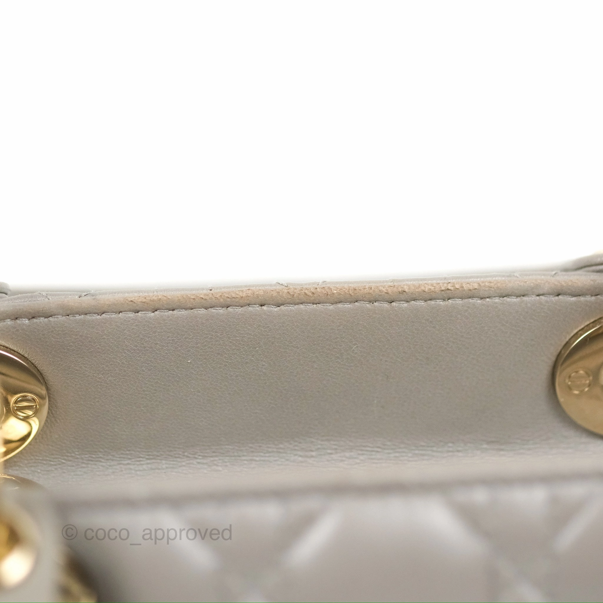 Christian Dior Medium Lady Dior Grey Lambskin Gold Hardware Fox Charm
