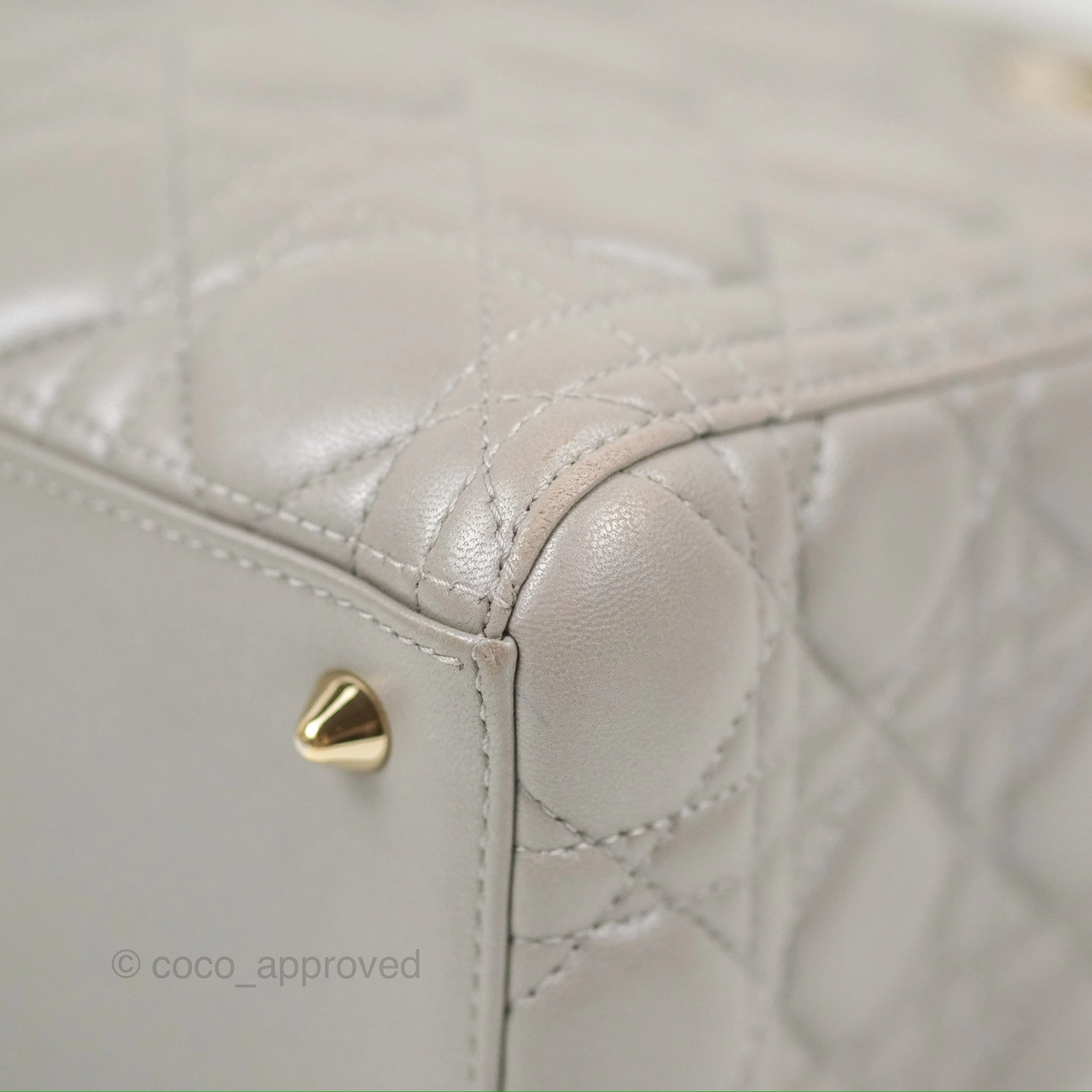 Christian Dior Medium Lady Dior Grey Lambskin Gold Hardware Fox Charm