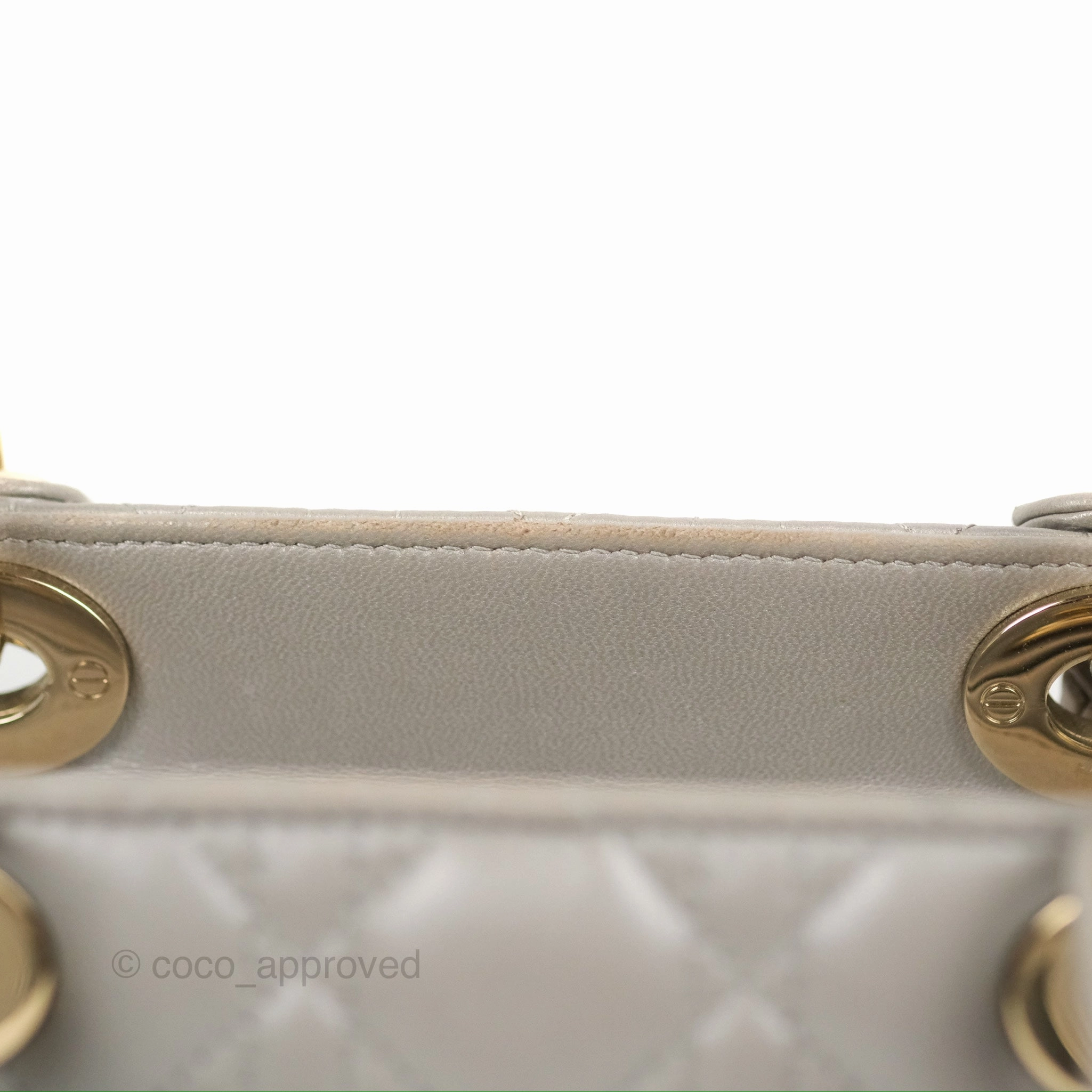 Christian Dior Medium Lady Dior Grey Lambskin Gold Hardware Fox Charm