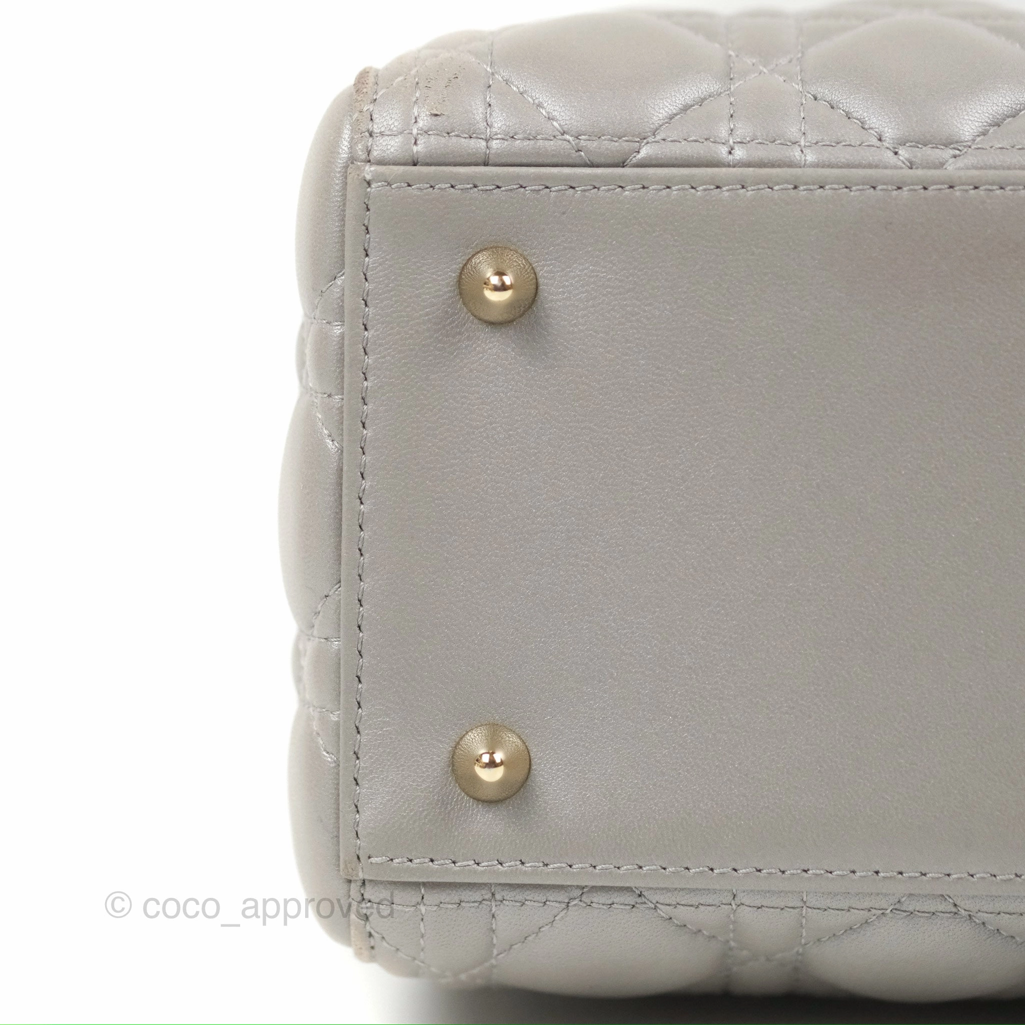 Christian Dior Medium Lady Dior Grey Lambskin Gold Hardware Fox Charm