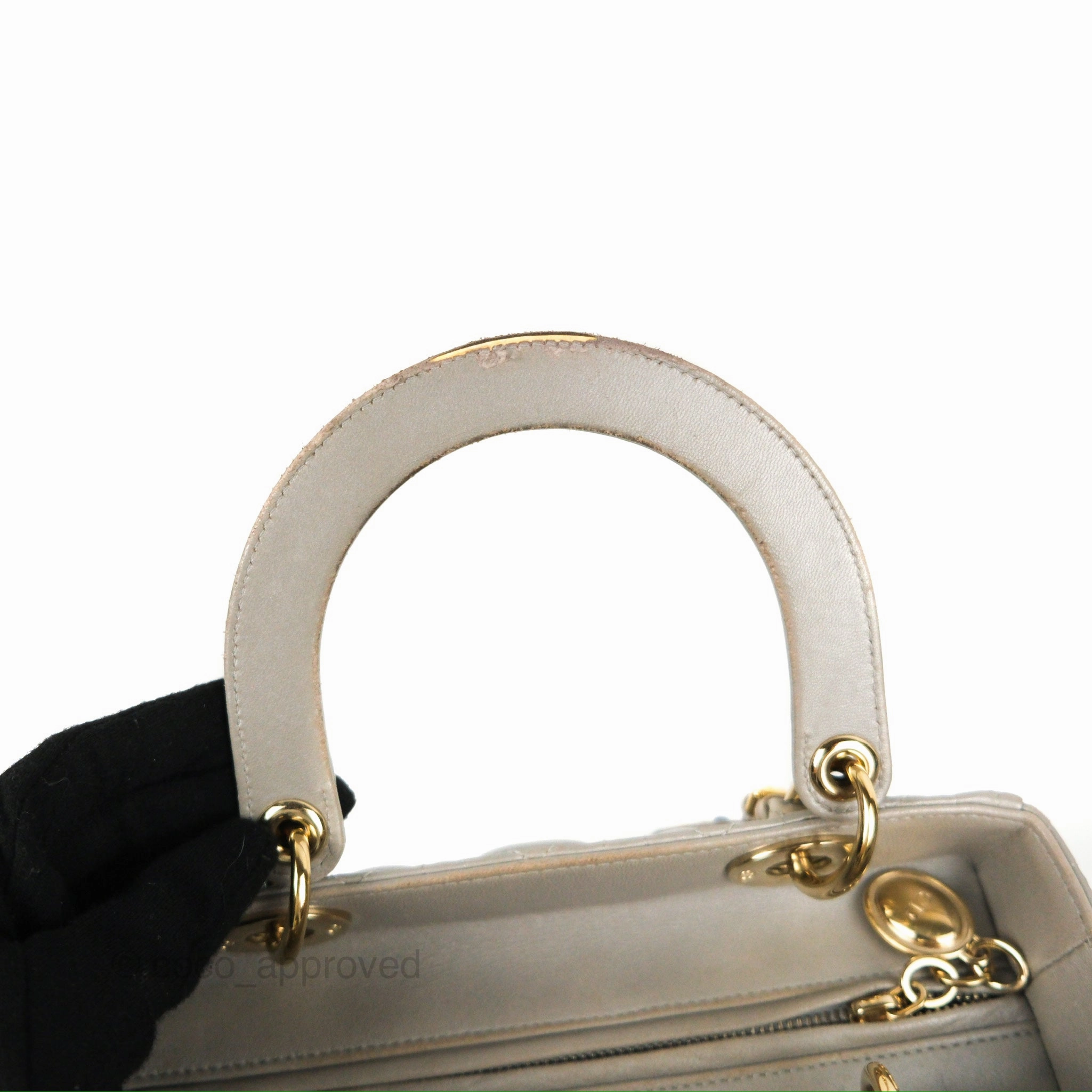 Christian Dior Medium Lady Dior Grey Lambskin Gold Hardware Fox Charm