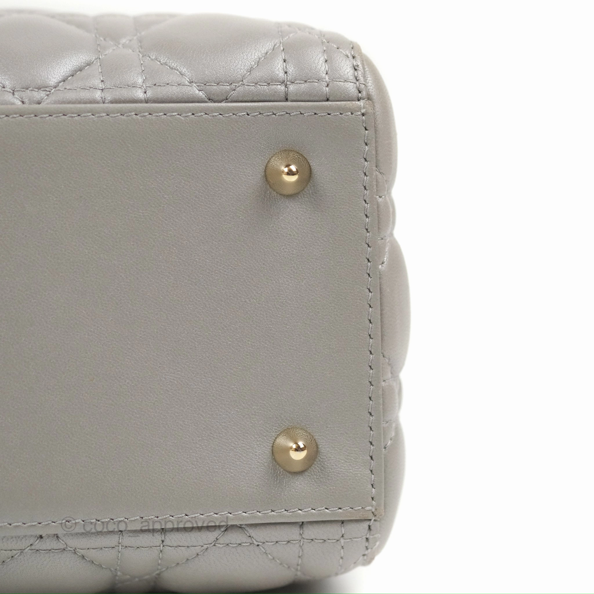 Christian Dior Medium Lady Dior Grey Lambskin Gold Hardware Fox Charm