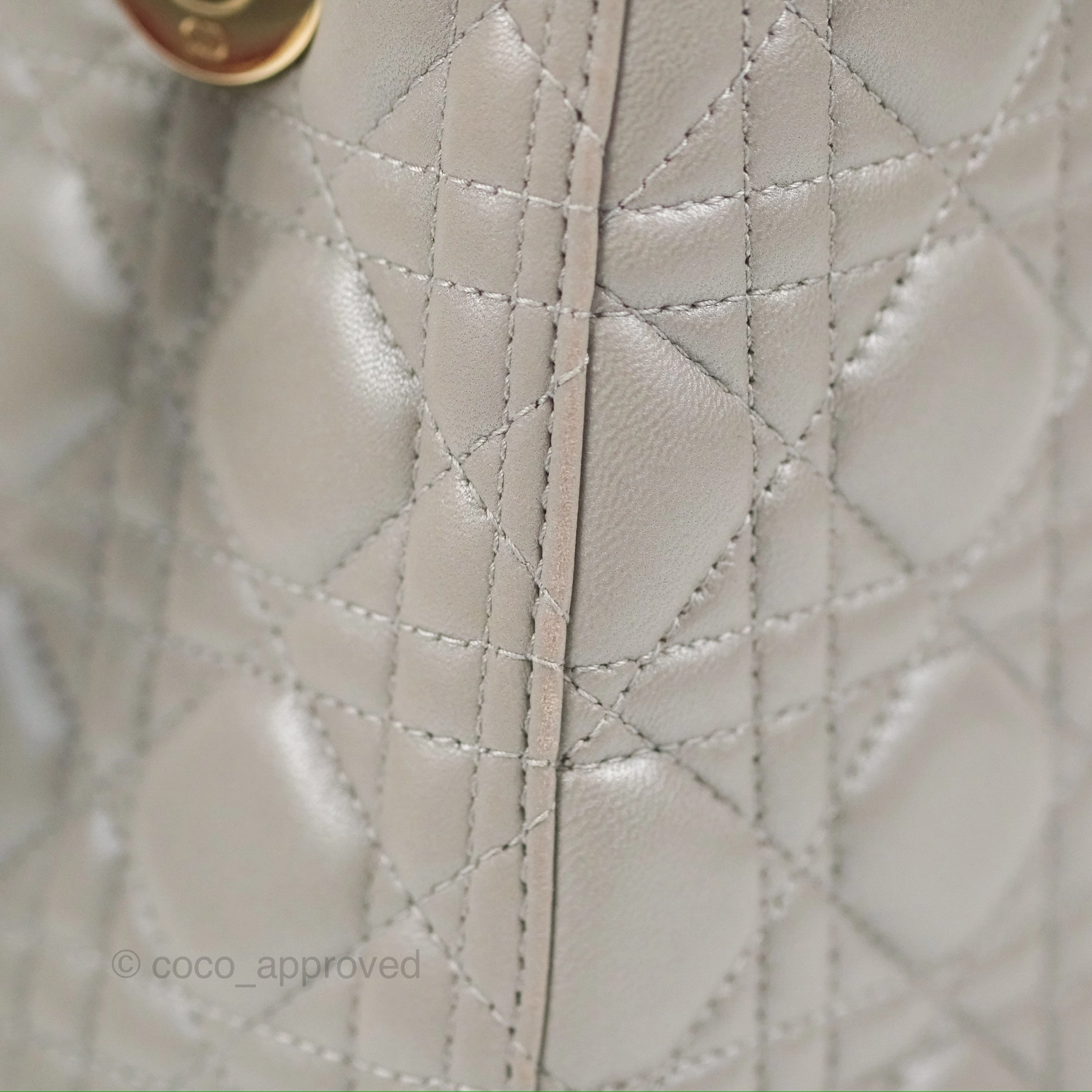 Christian Dior Medium Lady Dior Grey Lambskin Gold Hardware Fox Charm