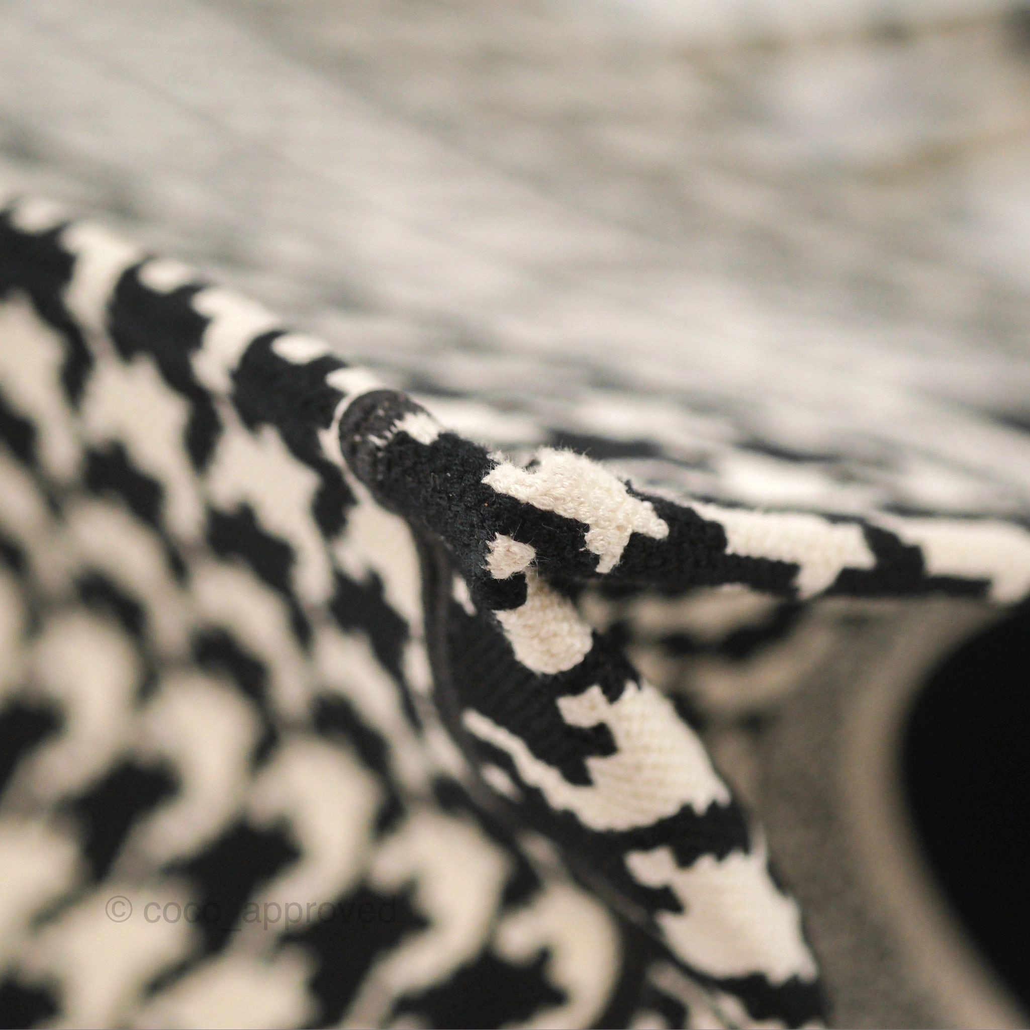 Christian Dior Medium(Old Small)Book Tote Houndstooth Embroidery Black/White