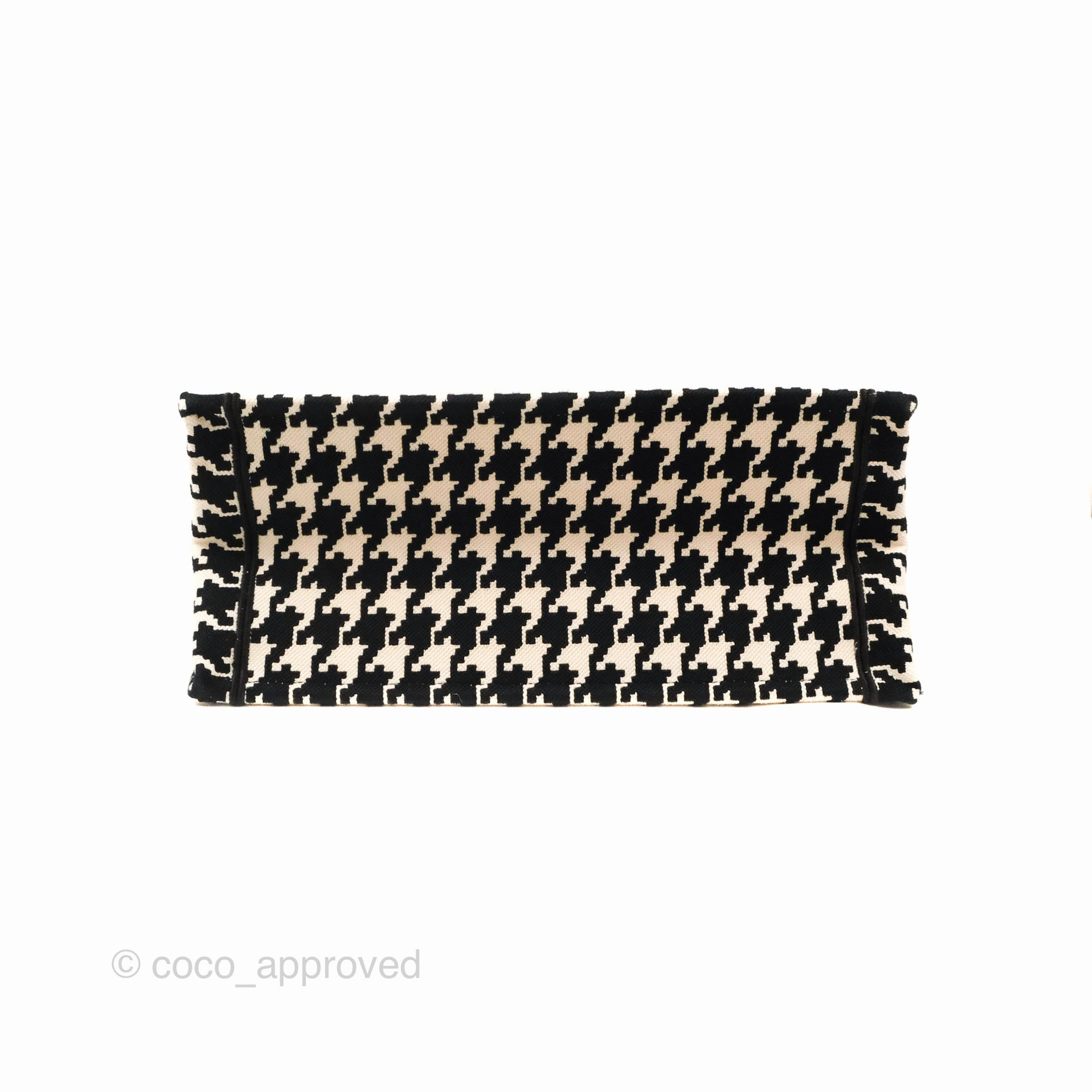 Christian Dior Medium(Old Small)Book Tote Houndstooth Embroidery Black/White