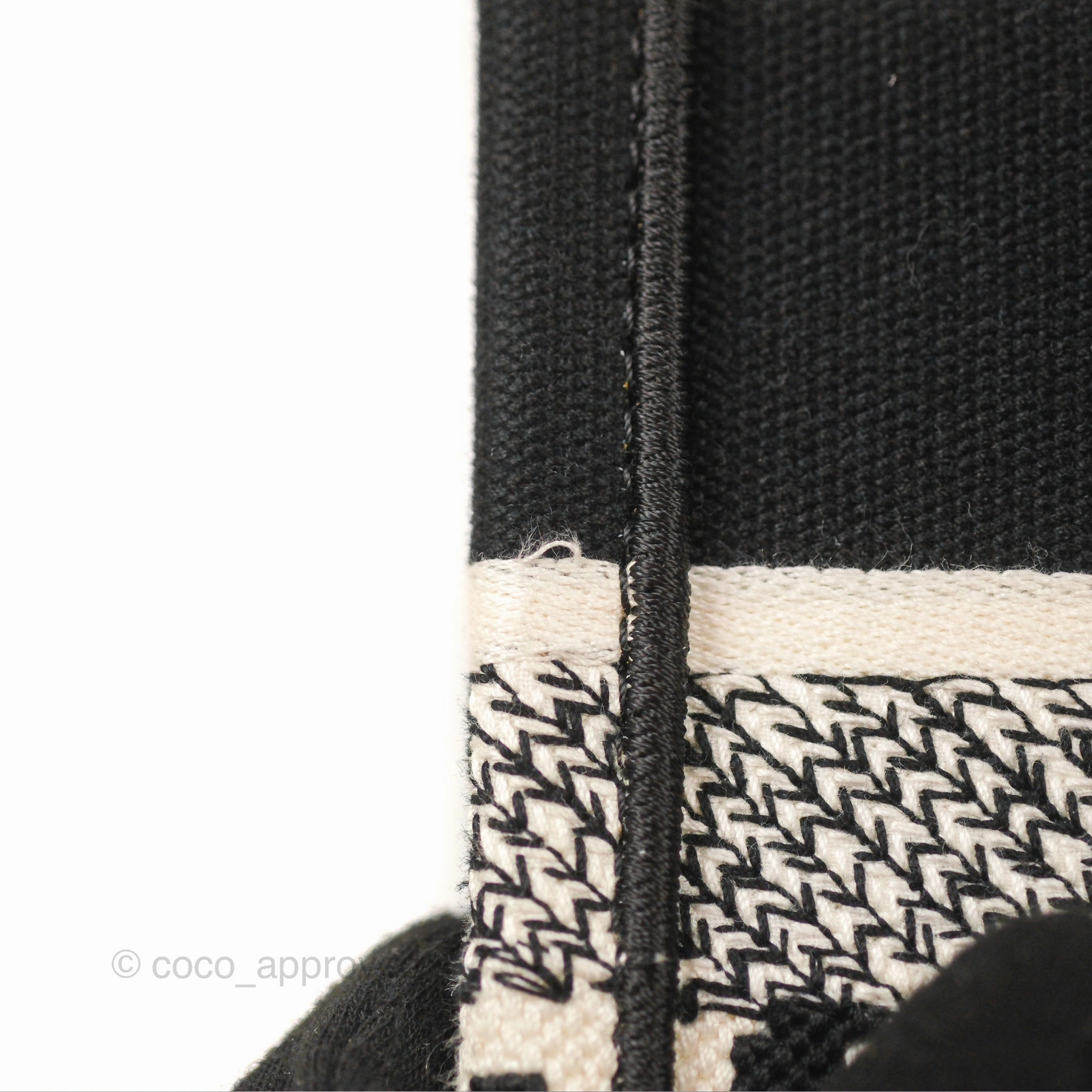 Christian Dior Medium(Old Small)Book Tote Houndstooth Embroidery Black/White